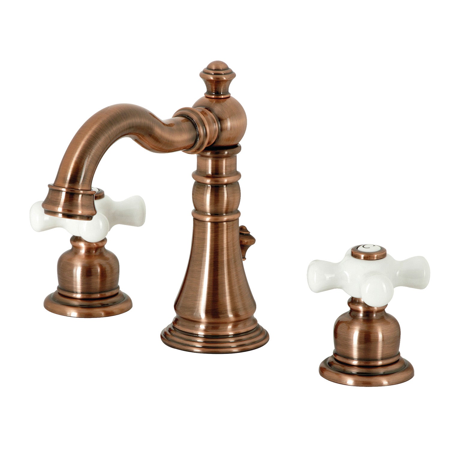 American Classic FSC197PXAC 3-Hole Widespread Bathroom Faucet with Brass Pop-Up Drain - Antique Copper Finish - Two Handle Deck Mount Sink Faucet for Bathroom Vanity, Powder Room & Guest Bath Decor