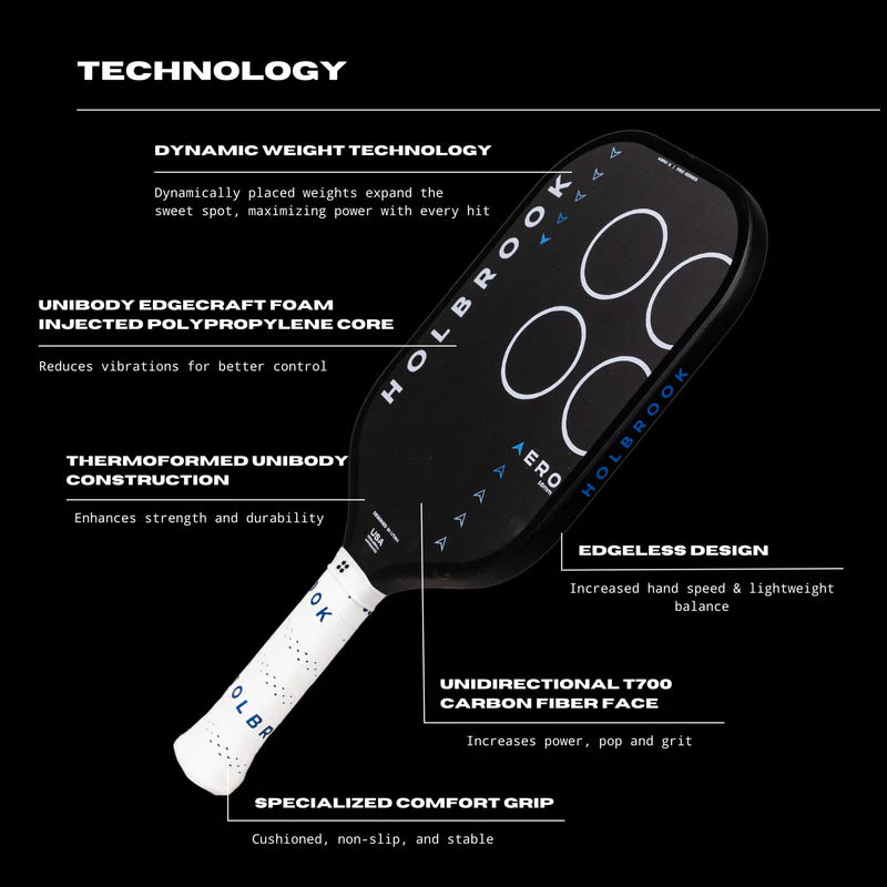 Holbrook Aero X Hybrid 14MM Pickleball Paddle - Lightweight Carbon Fiber Racket for Competitive Play & Outdoor Recreation