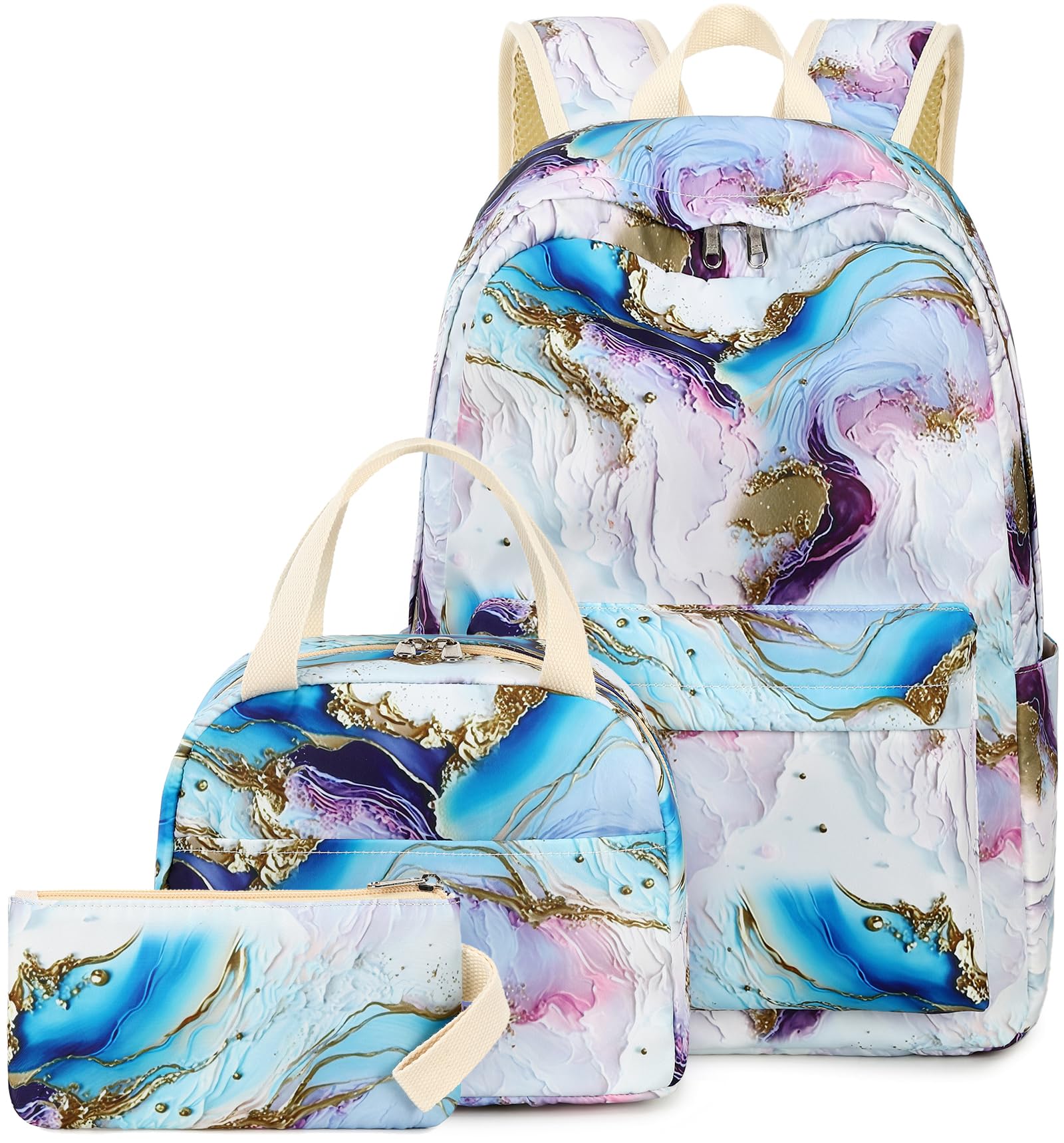 CAMTOP Girls Backpack with Lunch Box Set - Durable School Bookbag for Kids - Perfect for School, Travel & Daily Use