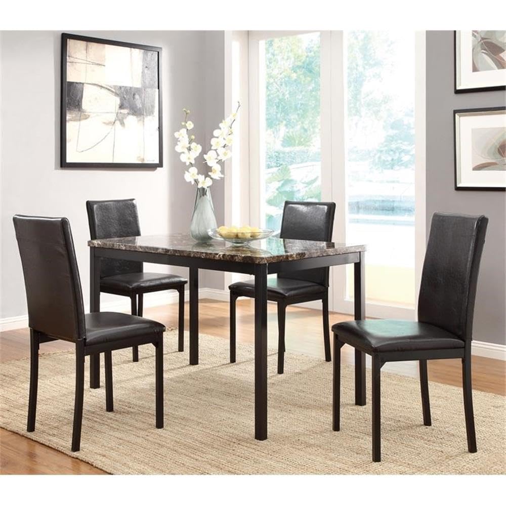 Homelegance Carell Contemporary Black Metal Dining Room Chairs Set of 4 - Modern Kitchen & Dining Furniture for Home, Restaurant, Cafe