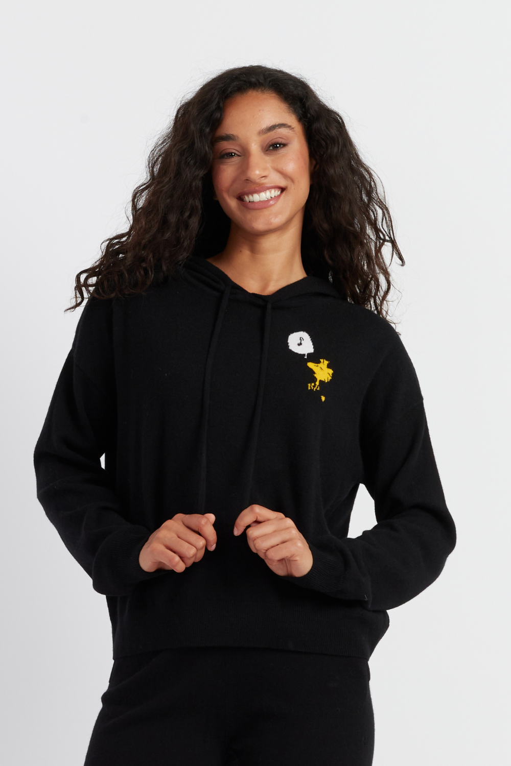 Black Wool Cashmere Snoopy Music Hoodie - Warm Winter Pullover with Bluetooth Speaker for Men & Women - Perfect for Outdoor Activities, Travel & Gifts