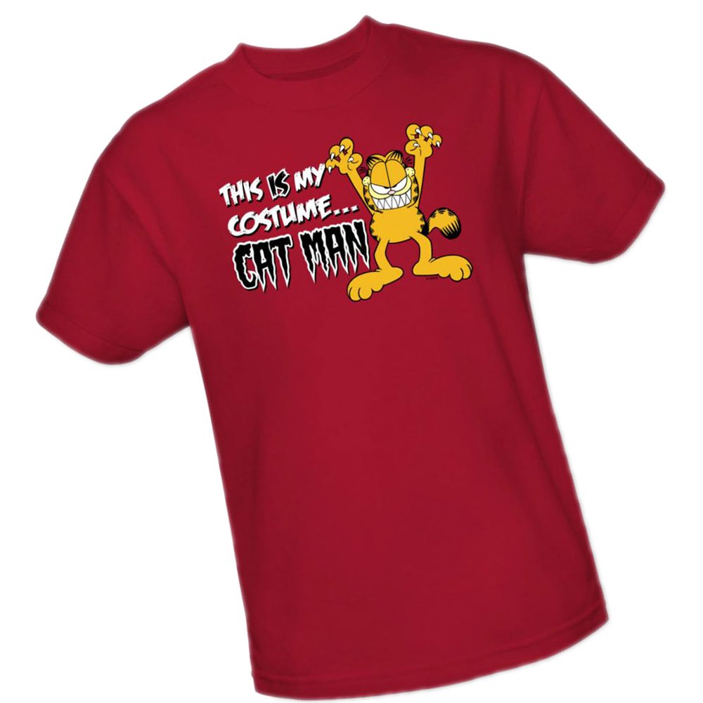 Garfield Adult Cat Man Costume T-Shirt - Funny Halloween Cosplay Outfit for Men, Cartoon Character Costume for Parties & Dress-Up
