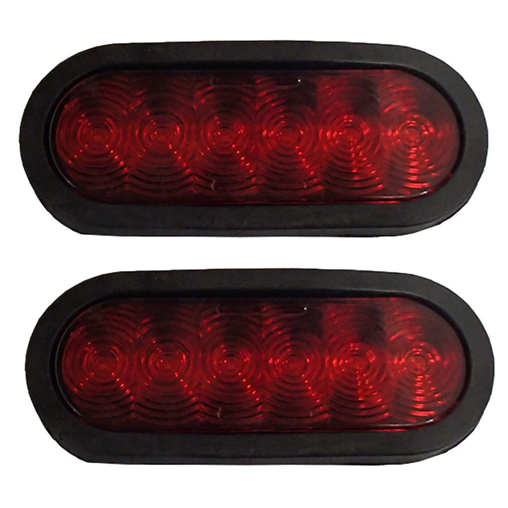 RAParts (2) LED Oval Tail Lights for Truck, Trailer, Car Hauler & Semi Truck - Grommet Mount - Durable Waterproof Brake Lights for Heavy Duty Vehicles (Ideal for Night Driving & Towing)