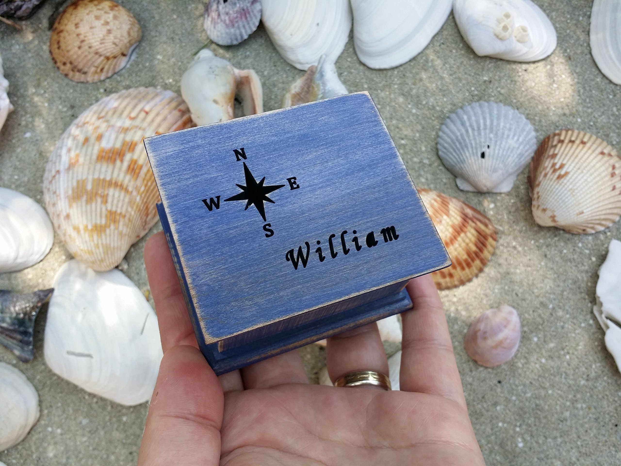 Custom Made Personalized Music Box with Compass Rose - Handmade Nautical Gift for Anniversaries, Weddings & Home Decor | SimplyCoolGifts