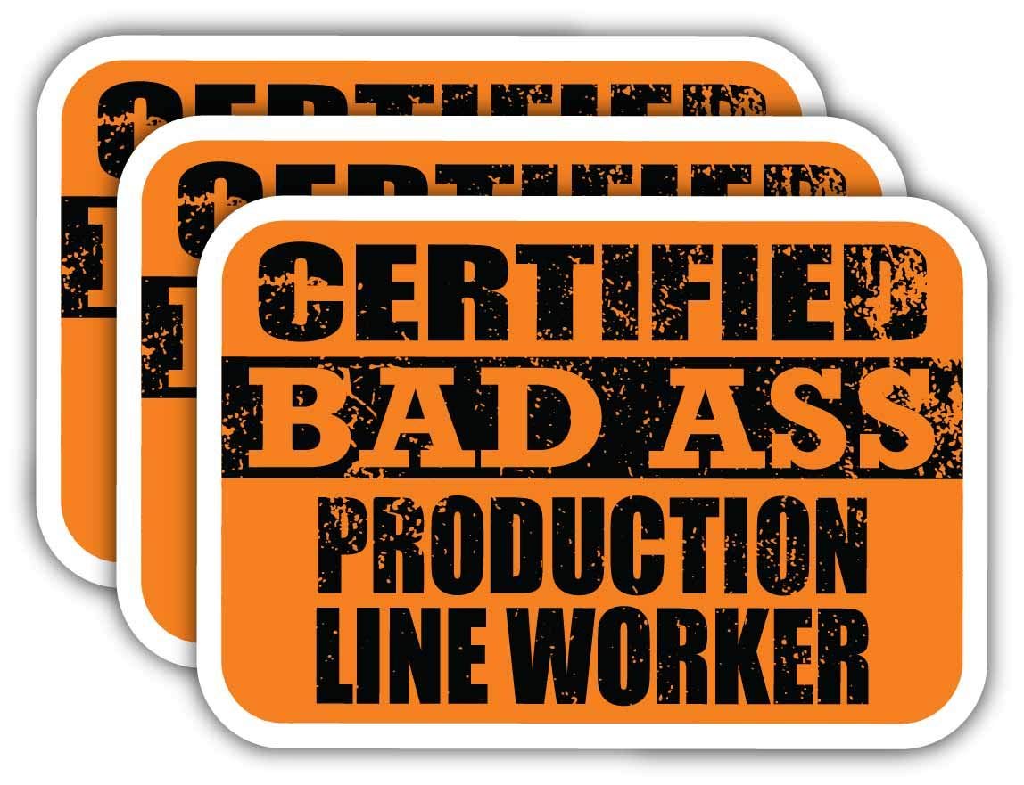 Certified Bad Ass Worker Stickers - Funny Job Decals for Laptops & Hard Hats