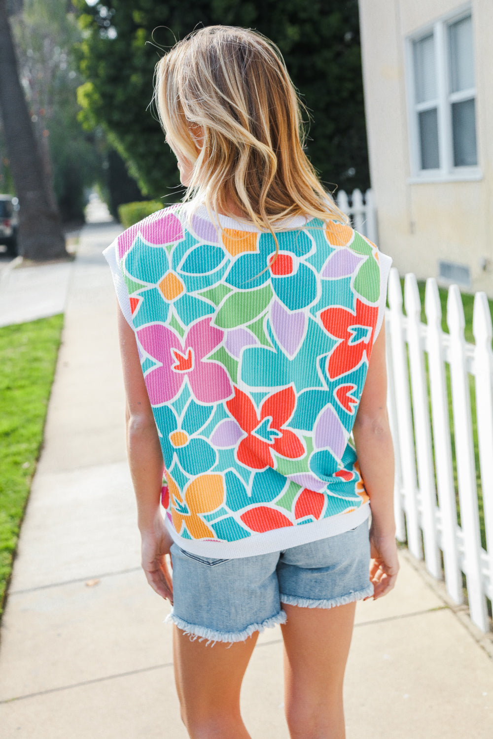Beautiful You Teal Multicolor Floral Rib Dolman Sleeve Top - Women's Fashion Blouse for Casual Wear, Date Night & Spring Outfits