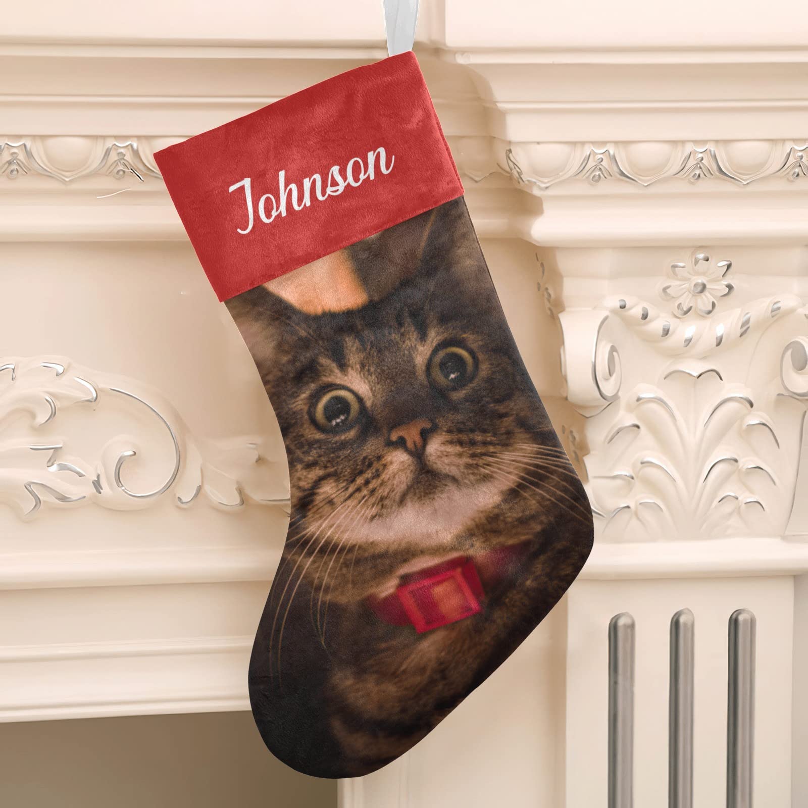 Personalized Christmas Stockings for Cats & Dogs - Custom Name Embroidered Pet Xmas Socks (17.52 x 7.87 Inch) - Perfect Holiday Gift for Pet Lovers & Festive Home Decor