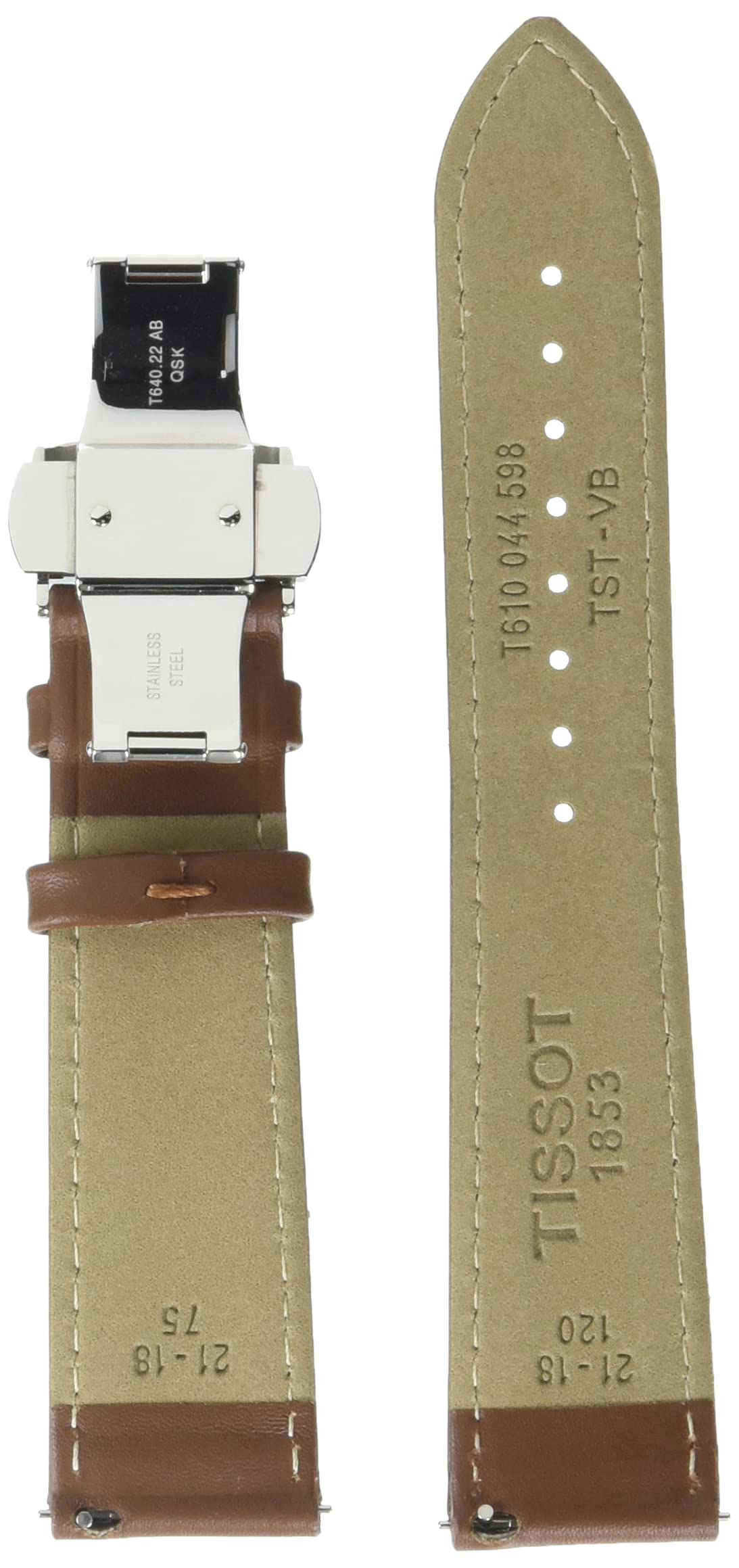 Tissot Genuine Leather Brown Watch Band 21mm Replacement Strap for T852044597 - Classic Style for Men & Women, Perfect for Business & Casual Wear