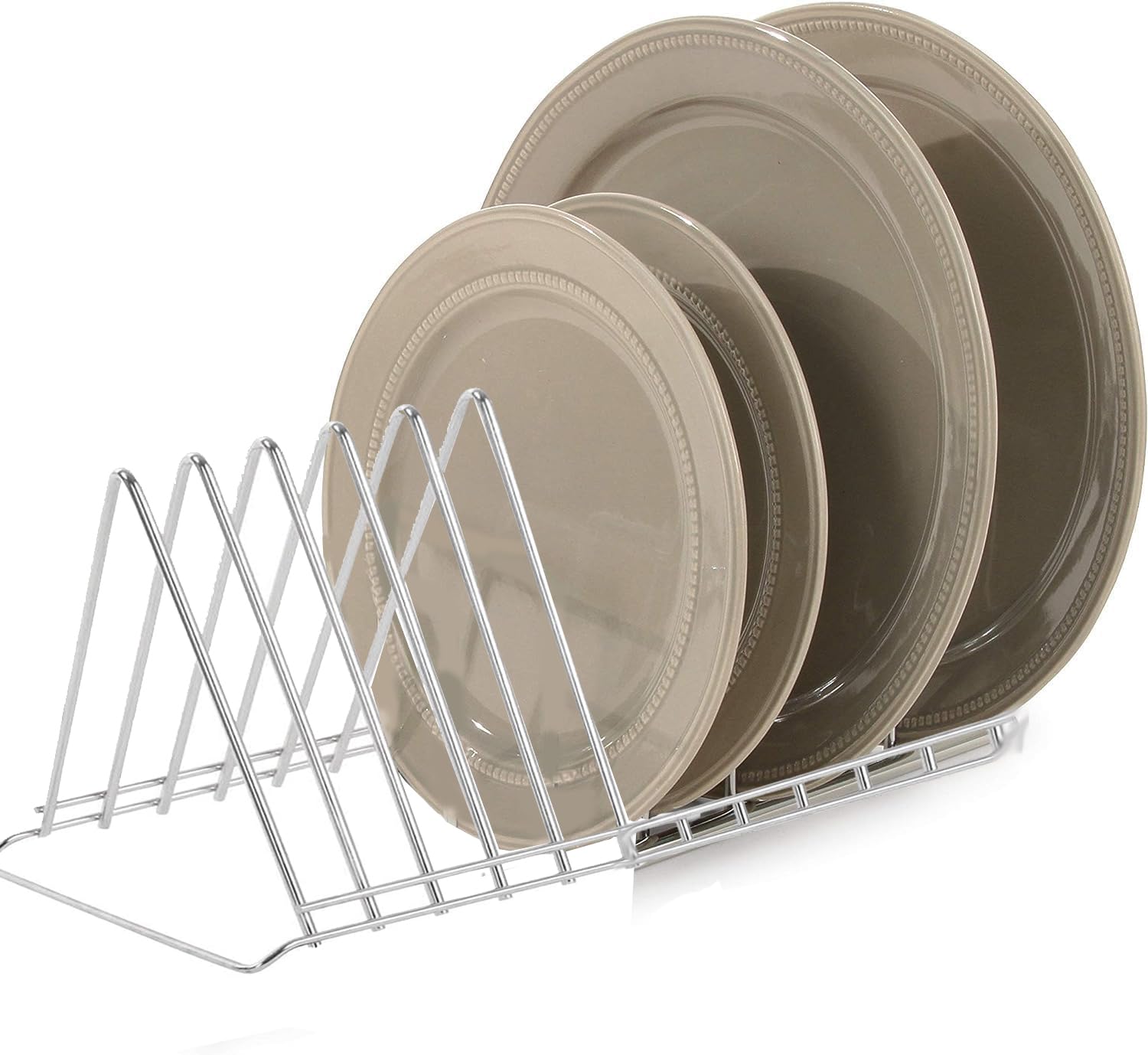 STANDIFY Stainless Steel Thali Rack - Durable Dish Rack & Plate Stand Organizer with Lid Holder - Perfect for Kitchen Countertop Storage & Utensil Organization