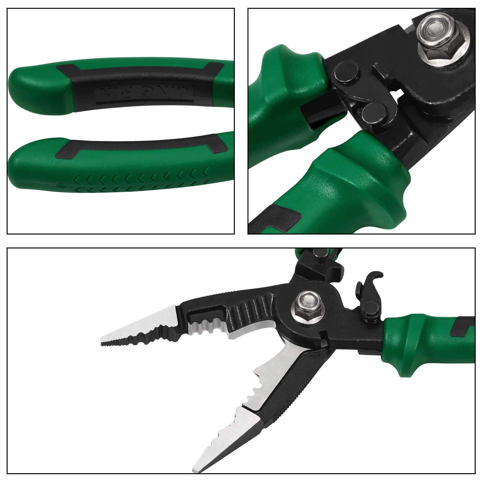 SPEEDWOX 6-in-1 Heavy Duty Electrical Pliers - 8 Inch Multi-Functional Wire Cutter, Stripper & Crimper Tool with Long Nose for Electronics, DIY & Home Maintenance - Perfect for Electricians, Technicians & DIY Projects