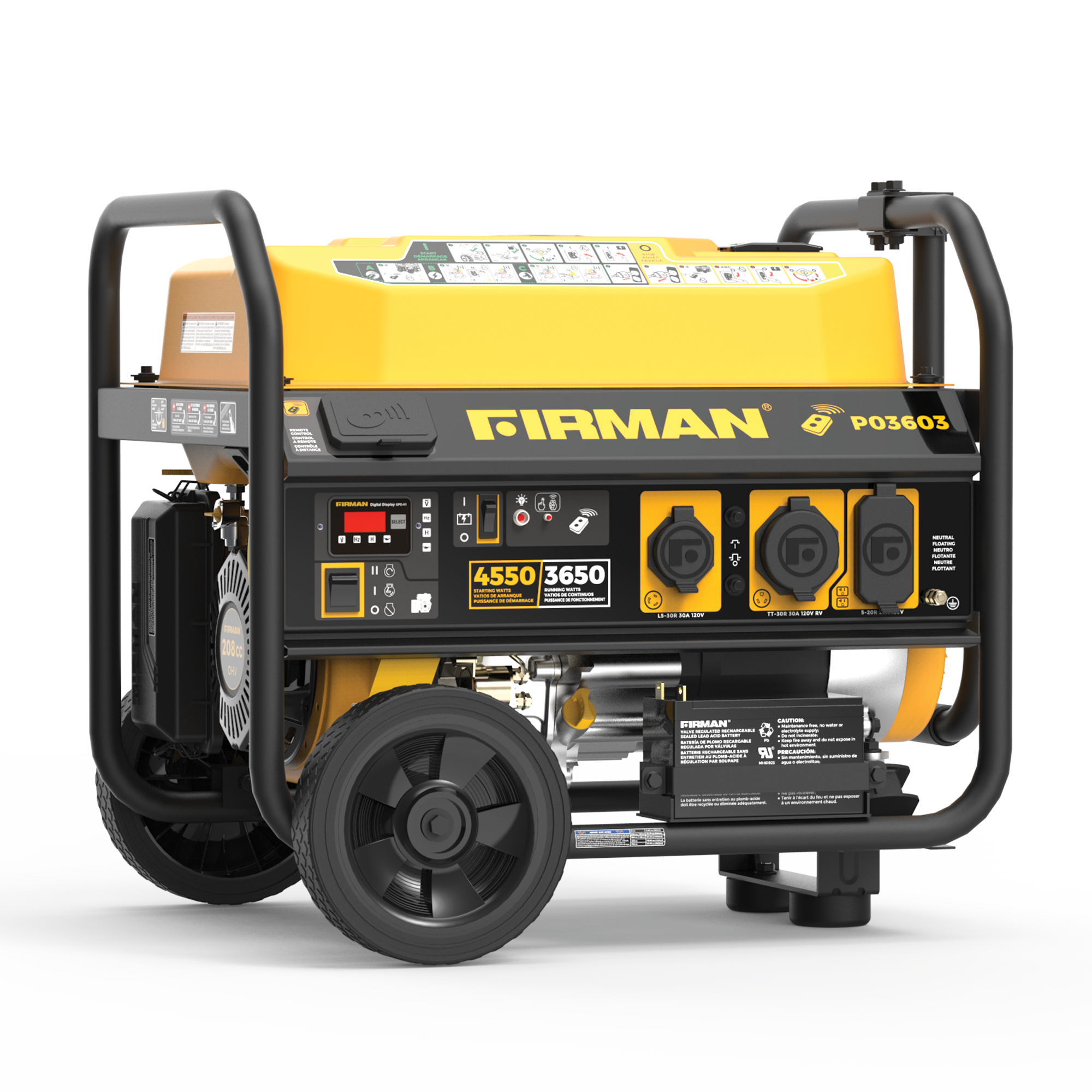 4550W/3650W Remote Start Gas Powered Portable Generator - cETL Certified with Wheel Kit for Home Backup, Camping & Outdoor Power Supply