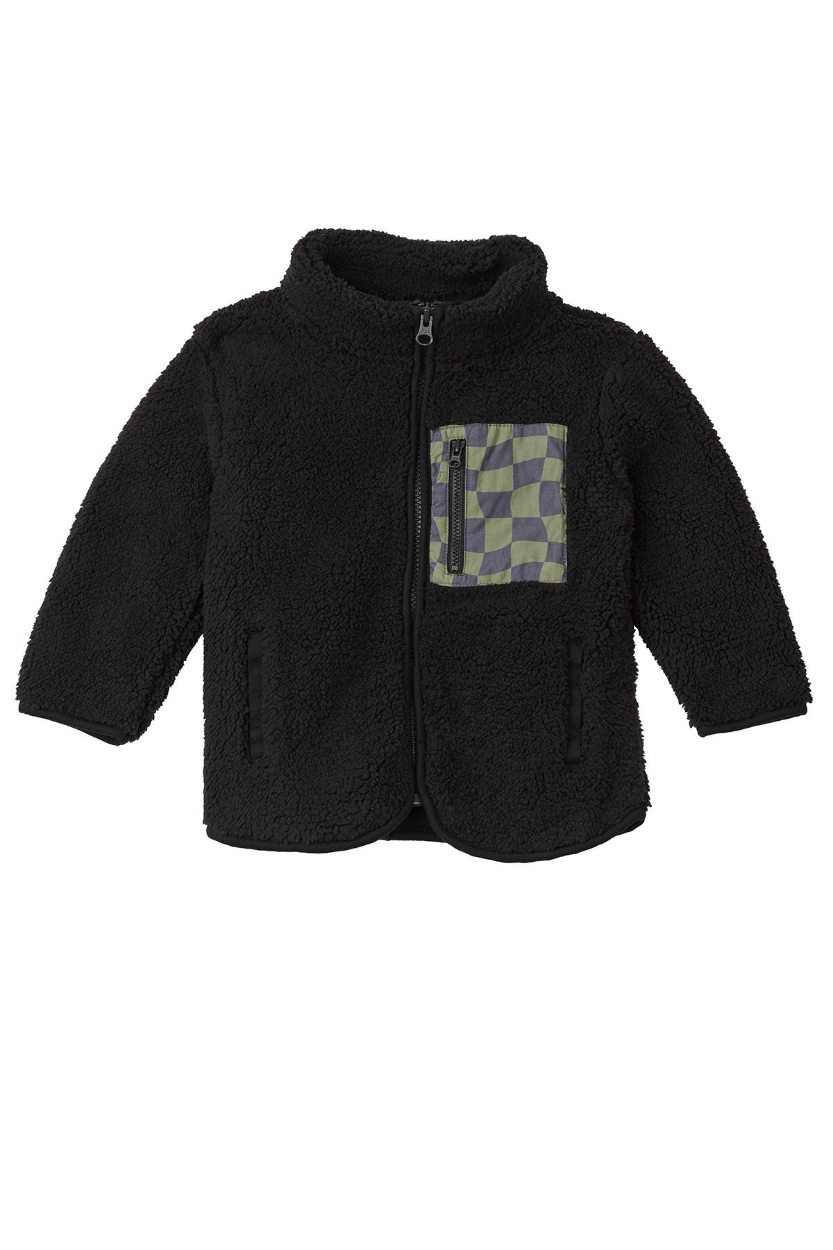 Seaesta Surf Eco Fleece Jacket - Wavy Checks Pine Green - Sustainable Warm Fleece for Surfing, Hiking & Outdoor Adventures
