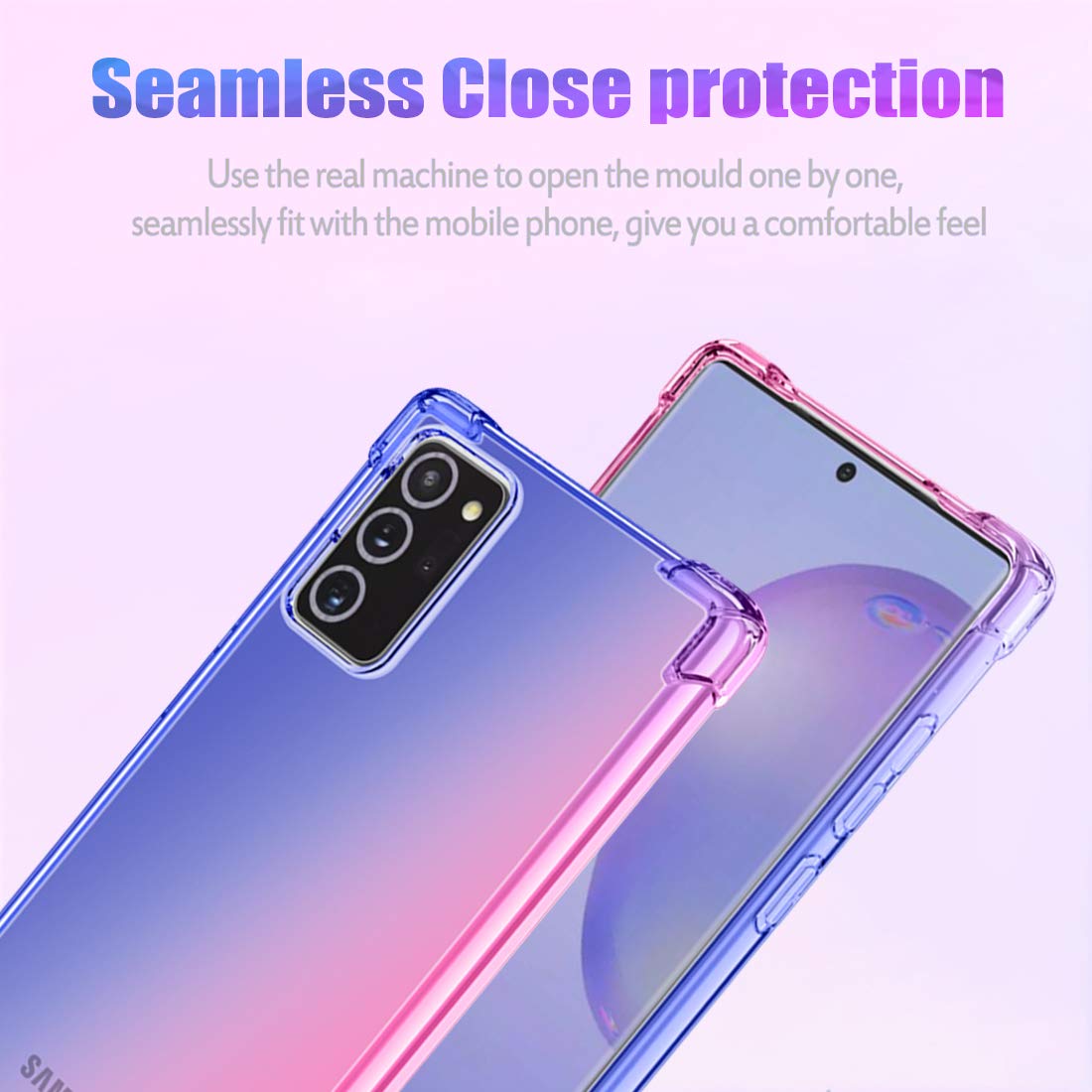 **Samsung Galaxy Note 20 Case - Slim Gradient TPU Phone Cover, Anti-Scratch & Shockproof, Soft Clear Protective Case for Note 20 6.7 Inch (2020) - Blue/Pink - Perfect for Everyday Use & Travel**