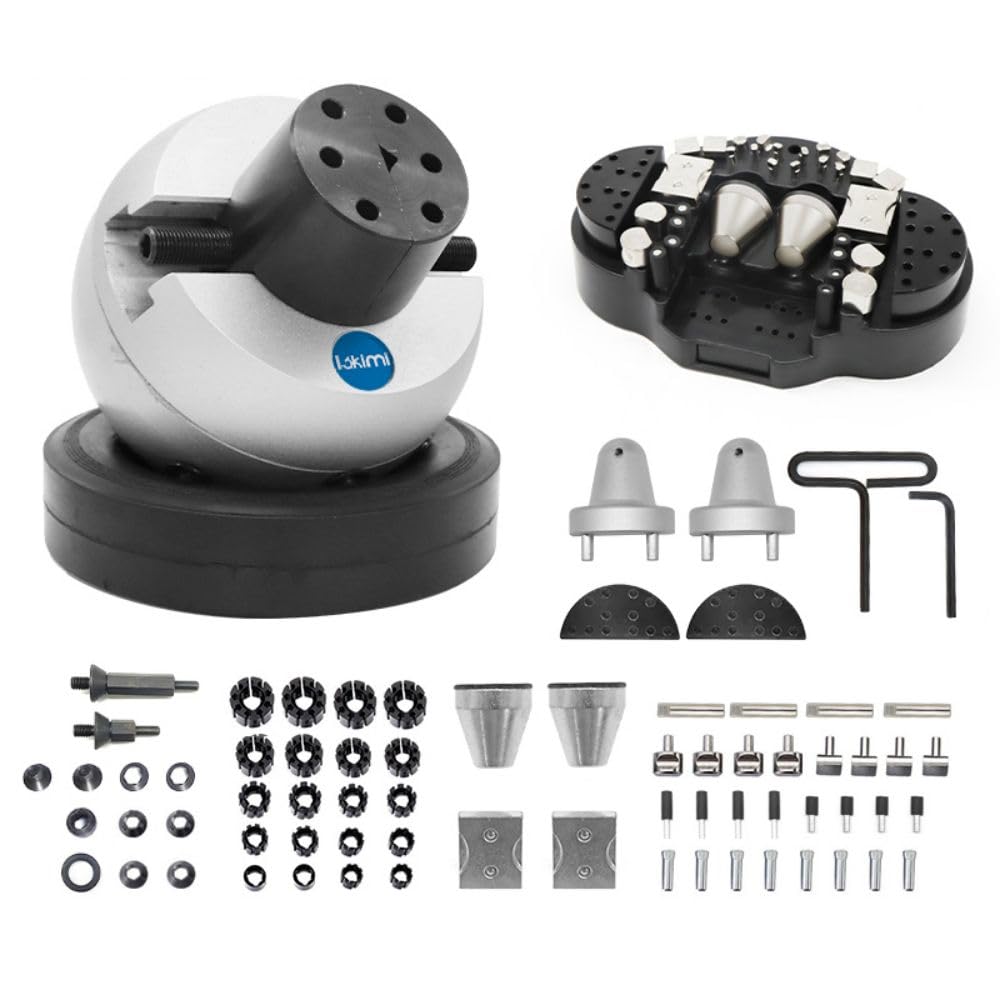 5 Inch Professional Ball Vise with 71PCS Engraving Tool Set - 360° Rotating Jewelry Engraving Block for Stone Setting, Jewelry Making & Metal Crafting (Silver, Model LK-A03C) - Perfect for DIY Jewelers, Watch Repair & Small Metalwork Projects