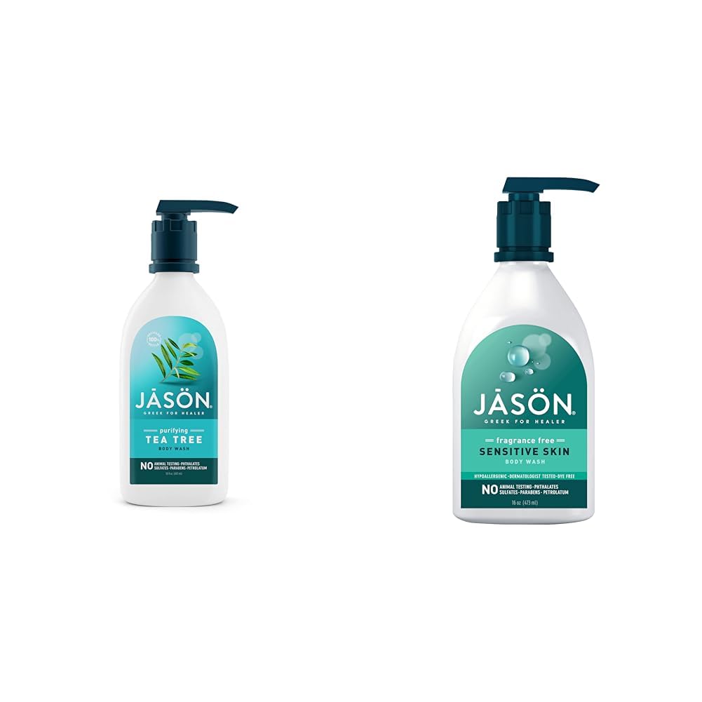 JASON Tea Tree Purifying Body Wash 30oz for Sensitive Skin - Natural Cleansing & Moisturizing Shower Gel - Perfect for Acne-Prone Skin & Daily Detox
