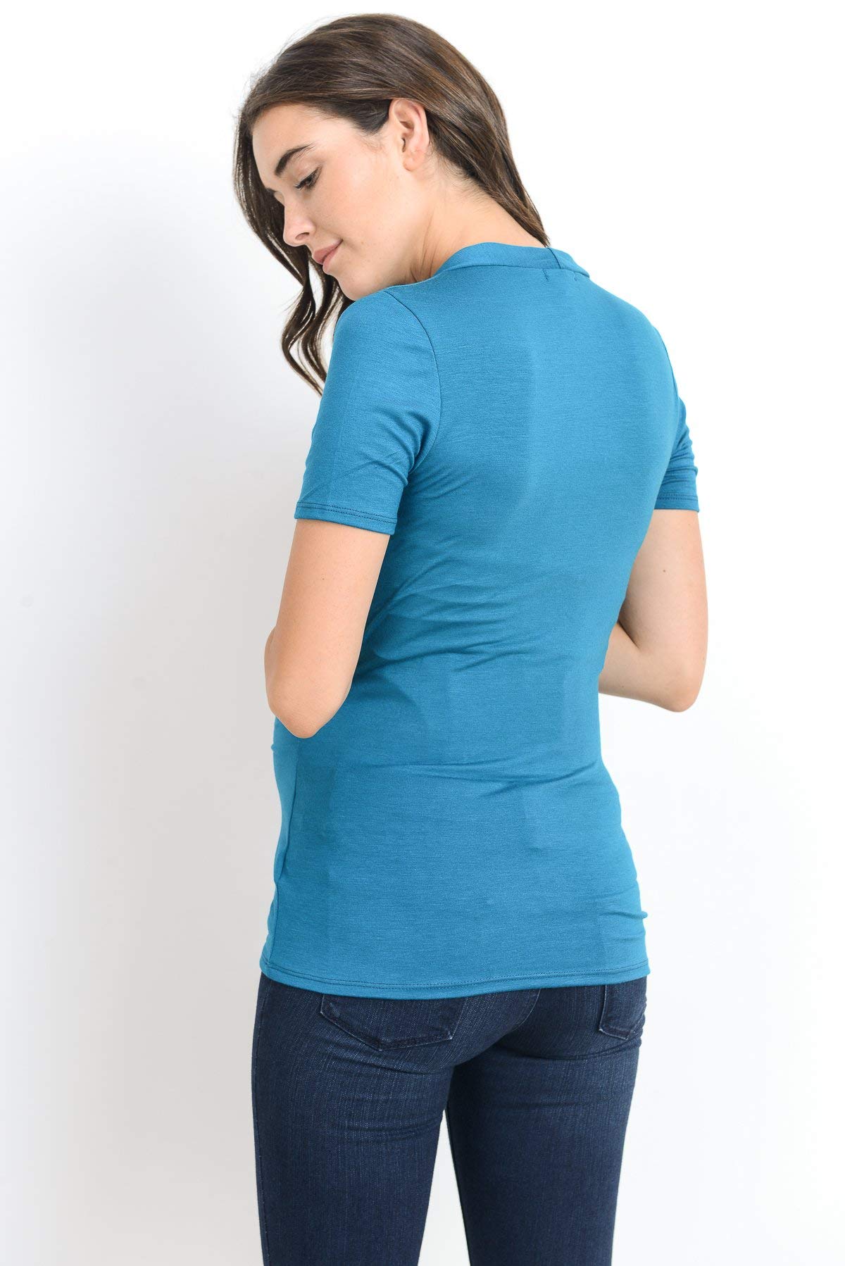 LaClef Women's Short Sleeve V-Neck Maternity Nursing Top - Soft Breastfeeding Shirt for Pregnancy & Postpartum - Perfect for Nursing, Lounging & Everyday Wear