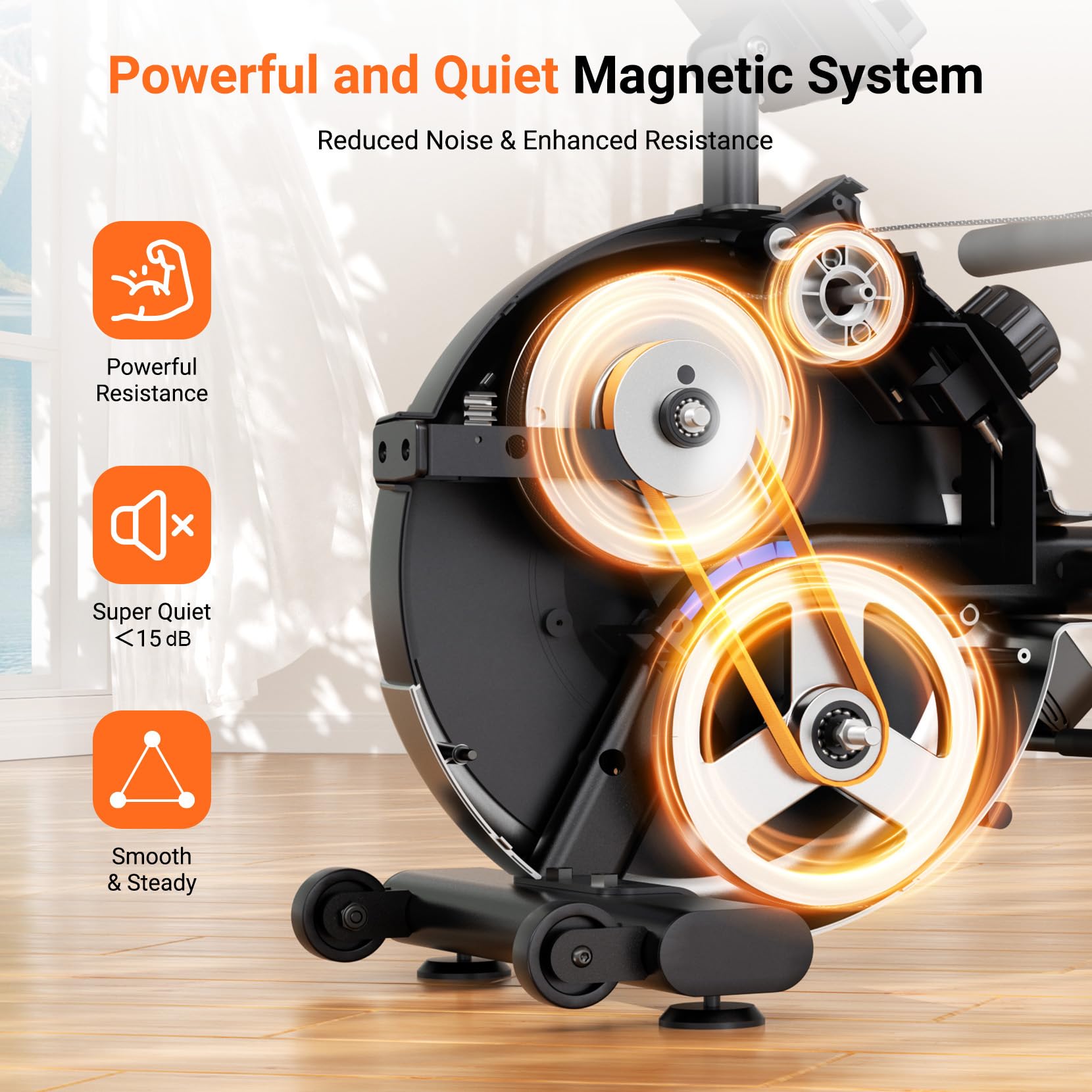 Dripex Magnetic Rowing Machine for Home Gym - 350 LBS Weight Capacity, 16-Level Resistance, Dual Slide Rail, Bluetooth Connectivity & LCD Monitor - Perfect for Full-Body Workouts, Cardio Training & Home Fitness