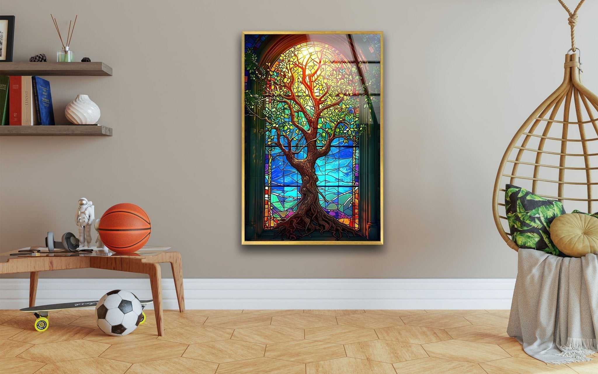 Stunning Yellow Life of Tree Glass Wall Art - Handmade Modern Home Decor for Living Room, Bedroom & Office - Perfect for Gifts & Interior Design