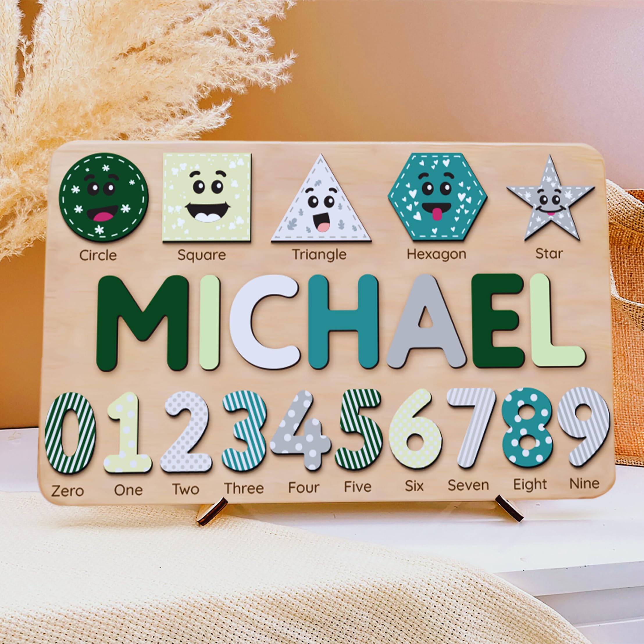 Personalized Wooden Number Puzzle - Montessori Learning Toy for Kids, Custom Name Puzzle, Educational Birthday & Christmas Gift for Toddlers & Boys - Perfect for Homeschooling & Preschool Math Activities