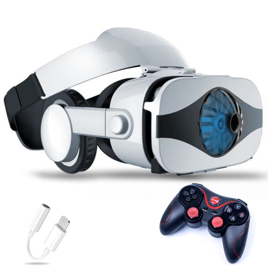3D VR Headset with Bluetooth Controller - Compatible with iPhone 13 Pro Max/13 Pro/13/12/11, Samsung Galaxy S21, Huawei, Xiaomi Series - Immersive Virtual Reality Experience for Gaming, Movies & 360° Videos (Color: Black, OS: iOS/Android)