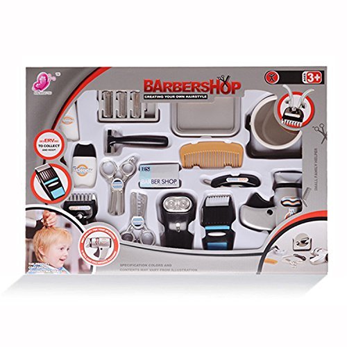 17-in-1 Kids Barber Play Set with Shaver, Mirror & Clippers - Pretend Salon Hairstyling Kit for Boys - Perfect Gift for Role Play & Early Learning