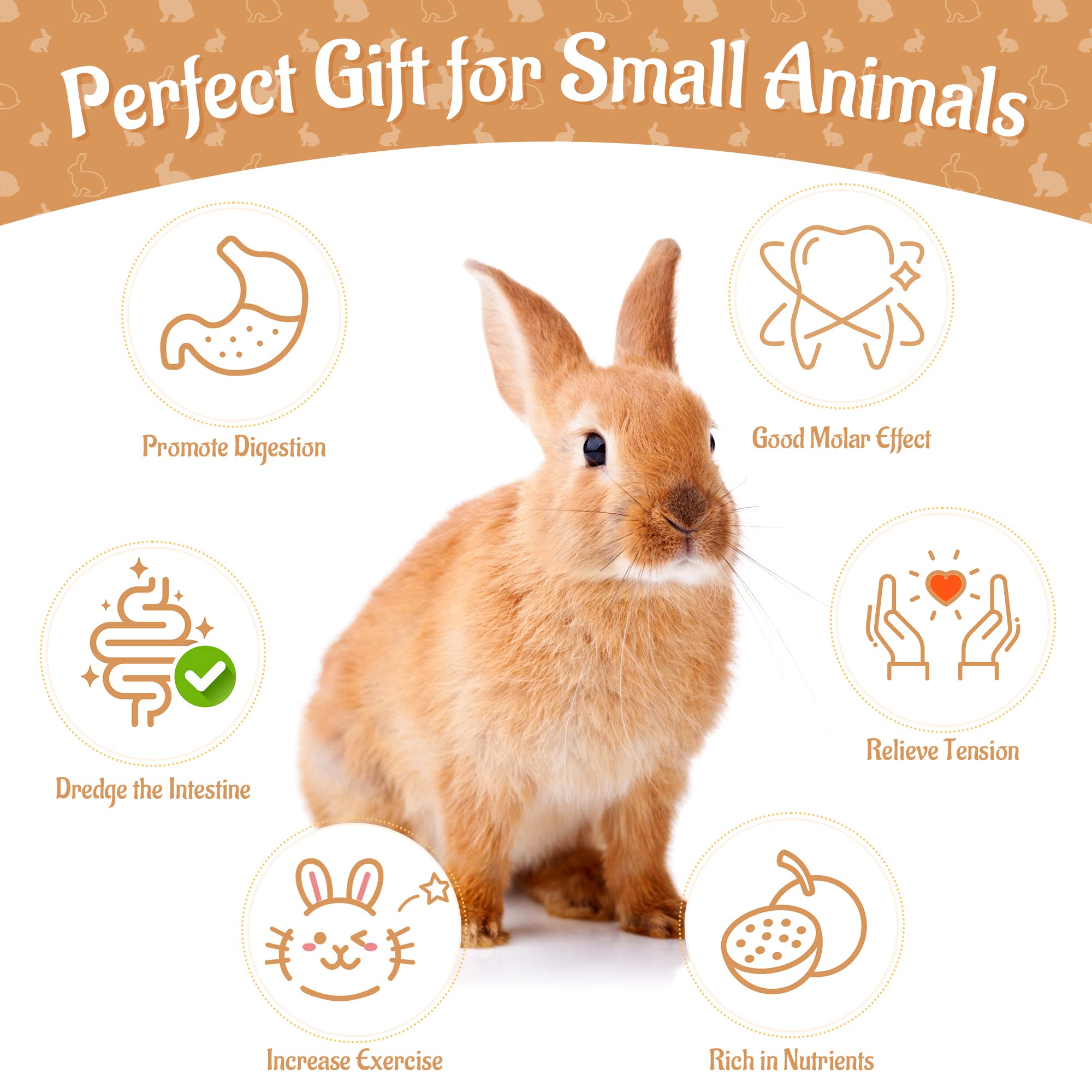 Natural Rattan Chew Toys for Rabbits, Guinea Pigs & Small Pets - Teeth Grinding Treats with Hanging Ring for Cage | Safe Bunny Chew Toys for Dental Health & Stress Relief - Perfect for Playtime & Cage Enrichment