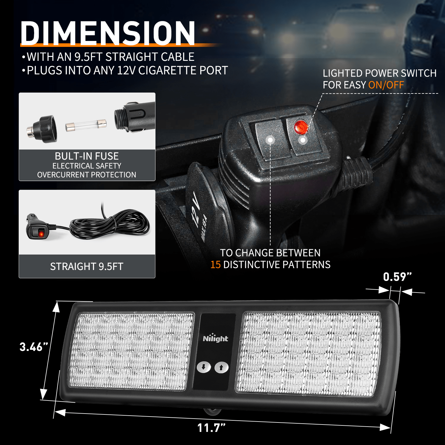 48 LED Red Emergency Warning Strobe Lights - High Visibility Hazard Alert Beacon for Trucks, Vehicles & Emergency Situations - Perfect for Roadside Safety, Construction Zones & First Responders