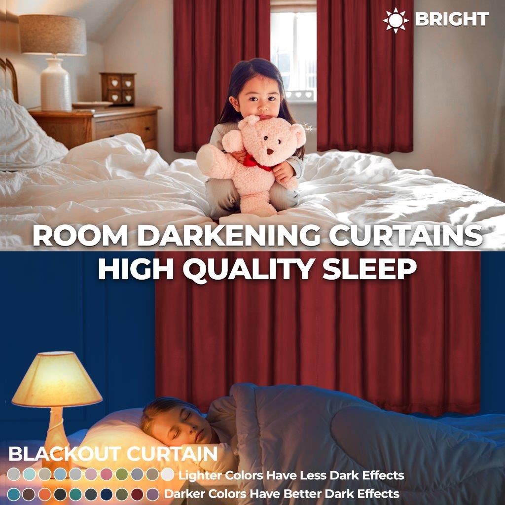 42 Inch Solid Blackout Curtains for Bedroom - Machine Washable Room Darkening Window Drapes - Perfect for Home Theater, Nursery & Light Sleepers