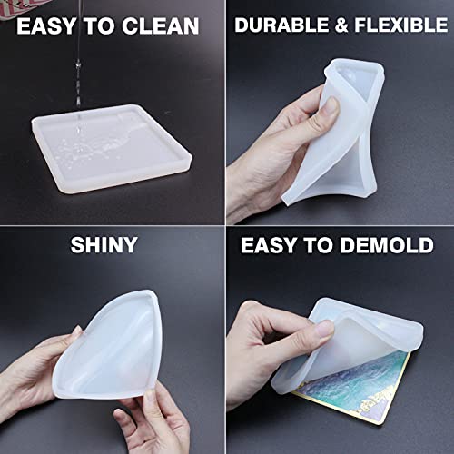 ResinWorld 6 Pack Geode Coaster Molds & 4 Pack 4 Inch Square Coaster Molds for DIY Resin Art - Perfect for Home Decor, Gifts, and Craft Projects