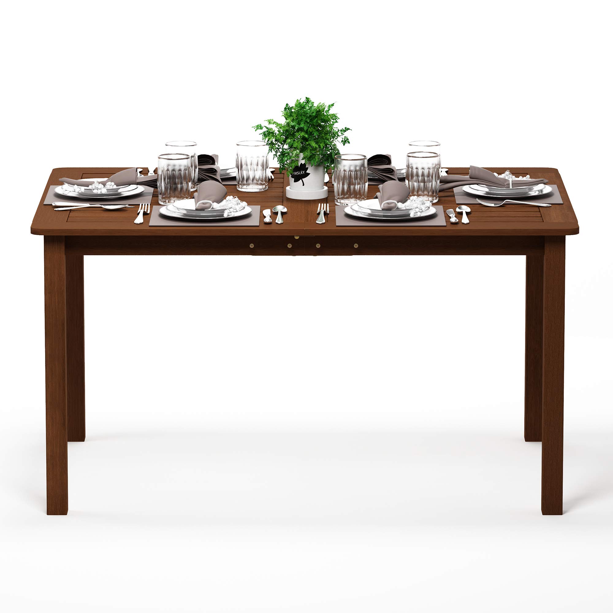 Furinno Solid Hardwood Outdoor Dining Table for Patio, Garden, or Backyard - Natural Wood Finish - Perfect for Outdoor Entertaining and Dining Al Fresco