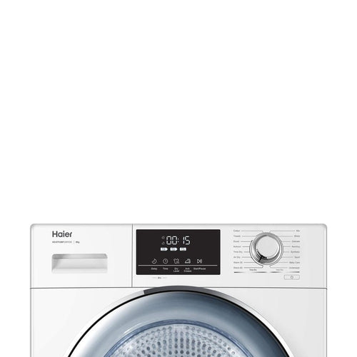 Haier 8kg Heat Pump Dryer - Energy Efficient, White (HDHP80E1) for Laundry Room & Small Spaces