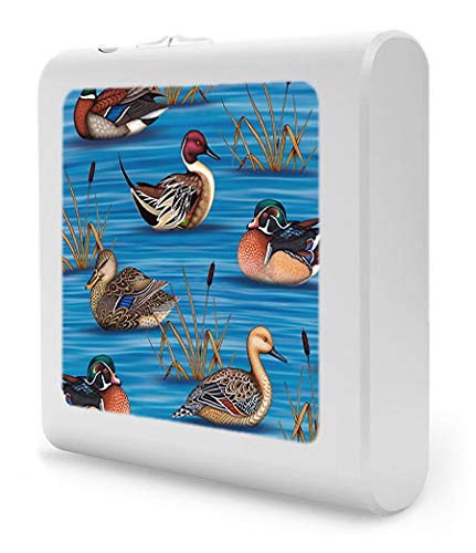 Dimmable LED Night Light with Auto On/Off Sensor, Adjustable Brightness & Warm White Light for Bathroom, Hallway, Nursery & Bedrooms - Ducks II Design by Dan Morris | Perfect for Kids' Rooms, Stairways & Nighttime Safety