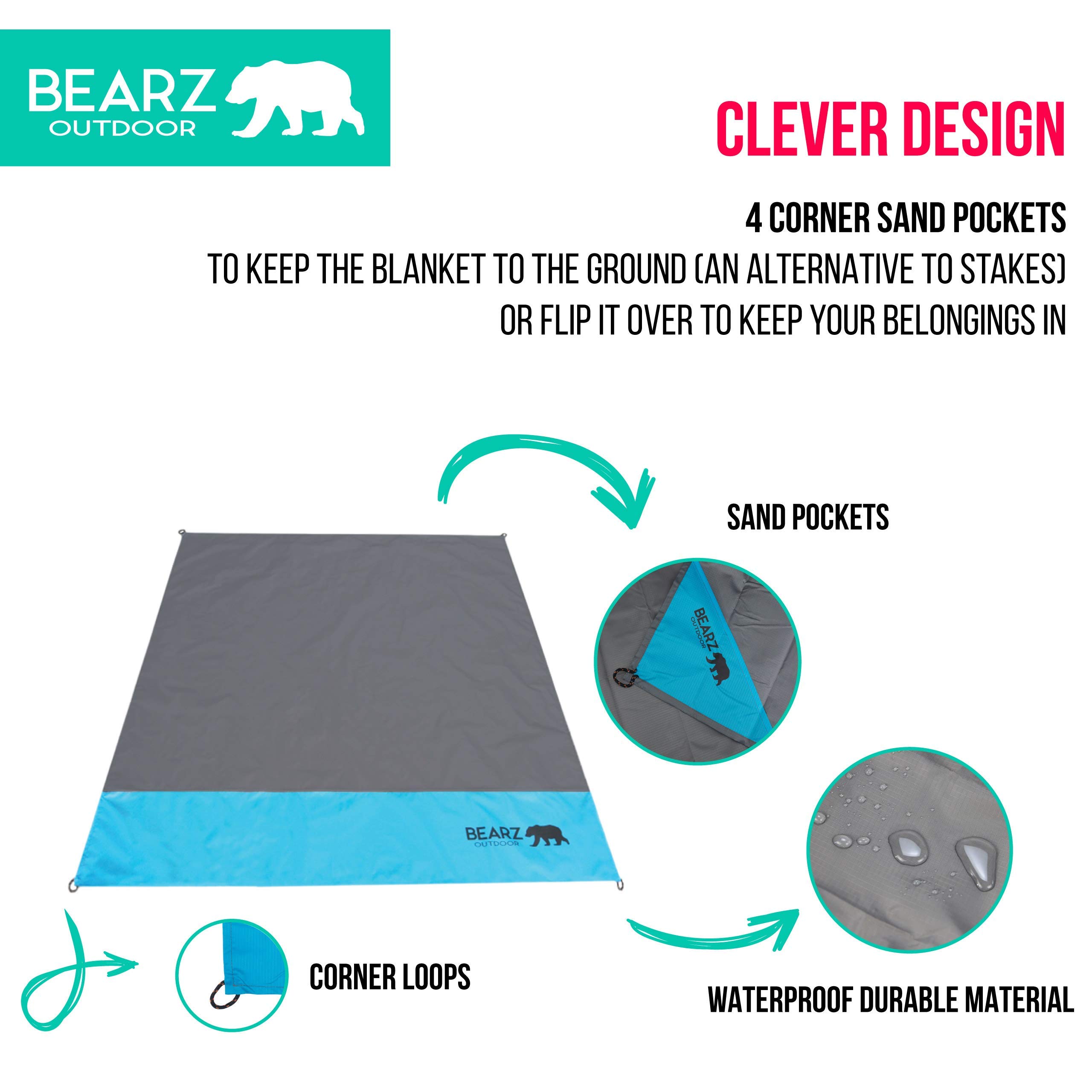 **Blue Pocket Blanket & Quick Dry Green Travel Towel Set - Ultra Lightweight Microfiber Beach Blanket, Camping Towel, Picnic Mat for Outdoor Adventures, Hiking, Beach Trips & Travel**