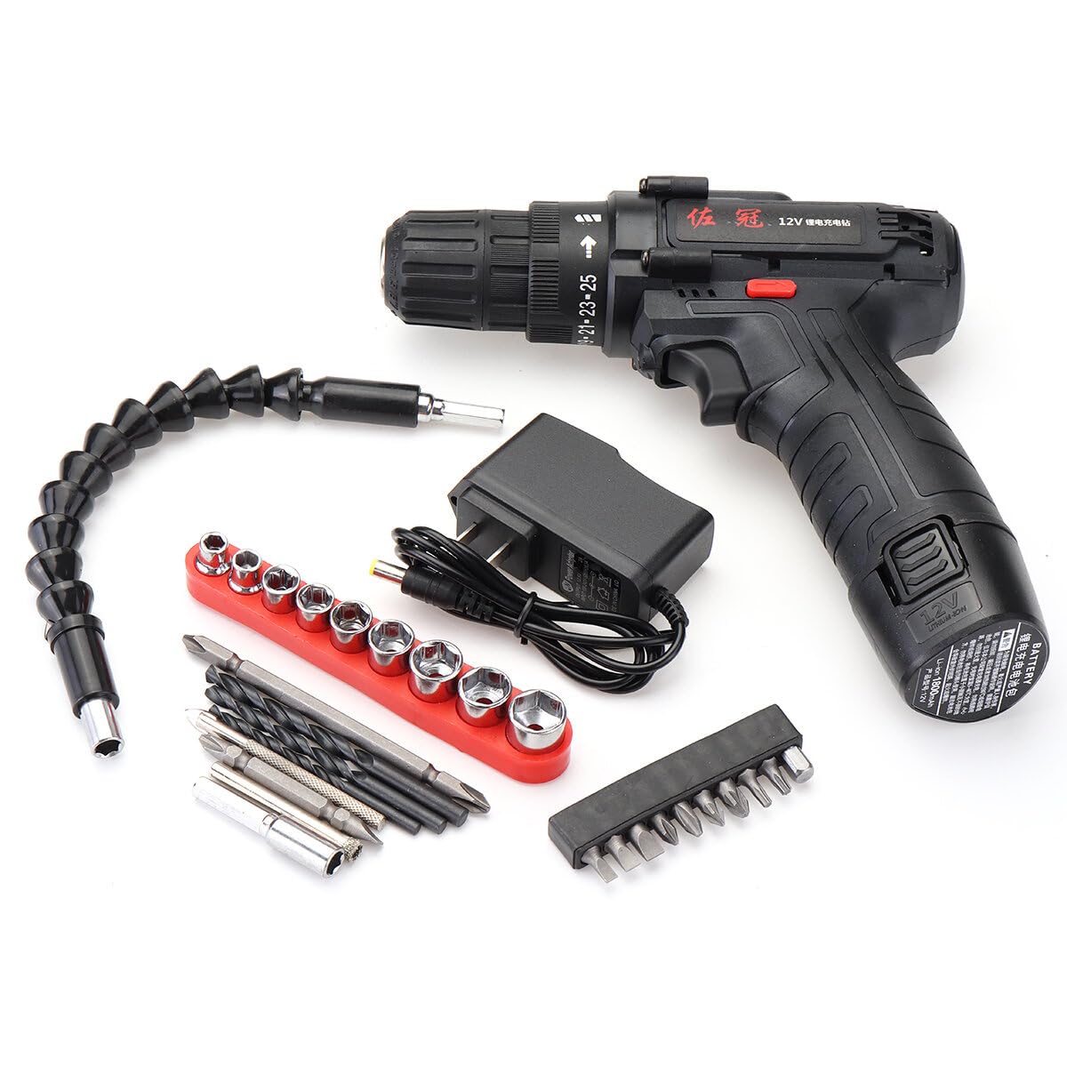 12V Cordless Electric Drill with 2-Speed Screwdriver, Hammer Function & LED Light - 1500mAh Battery - Perfect for DIY Home Projects, Woodworking, and Furniture Assembly