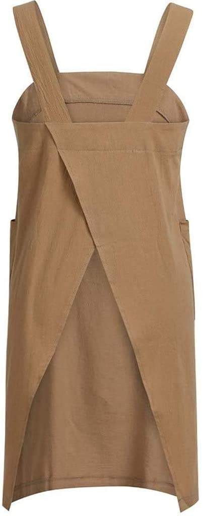 Premium Cotton Linen Cross Back Apron for Women - Adjustable Pinafore Dress with Pockets for Baking, Cooking & Grilling - Ideal for Home Chefs, BBQ Parties & Kitchen Professionals