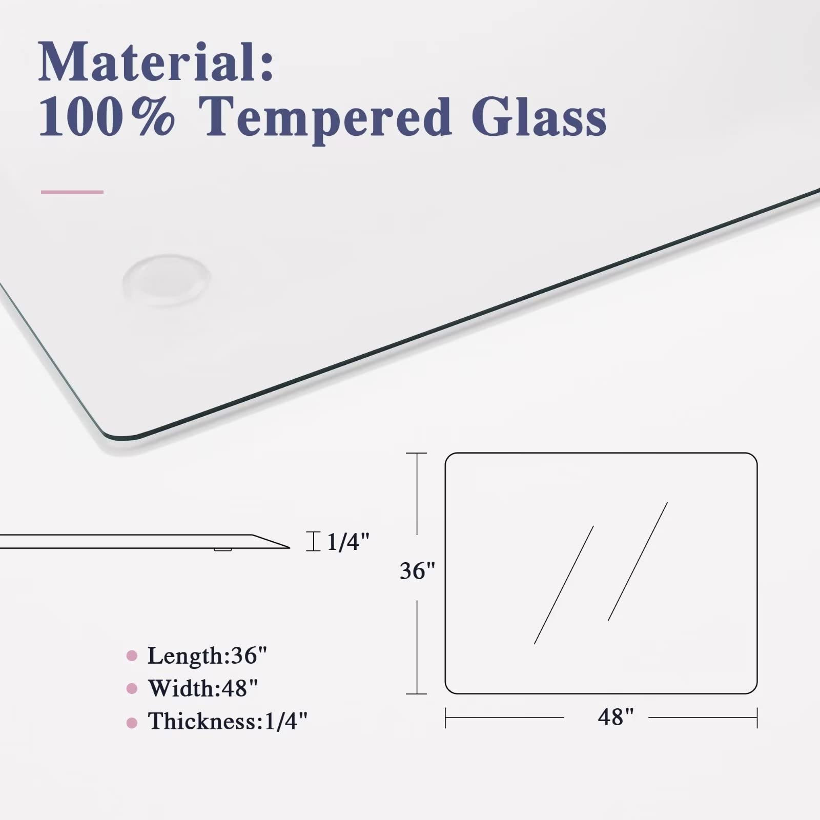 Tempered Glass Chair Mat for Carpet - 36