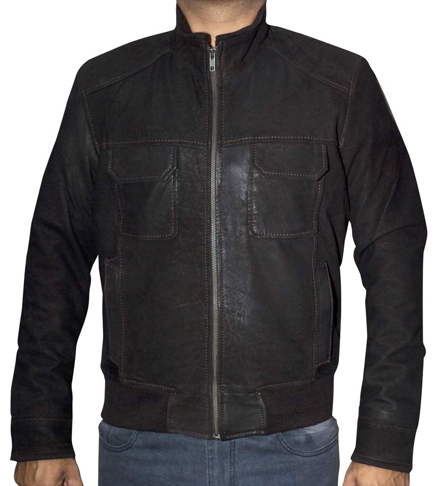 Men's Genuine Sheepskin Leather Jacket - Fashionable Rub Buff Finish Style for Winter & Casual Wear - Perfect for Motorcycle Riding & Outdoor Activities