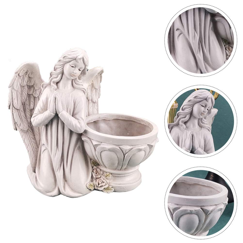 BESPORTBLE Resin Angel Statue - Elegant Praying Angel Planter for Succulents, Flowers, Pens, Jewelry | Indoor & Outdoor Home Decor, Table Centerpiece, Office Desk Organizer | Perfect for Living Room, Bedroom, Garden & Gift Giving