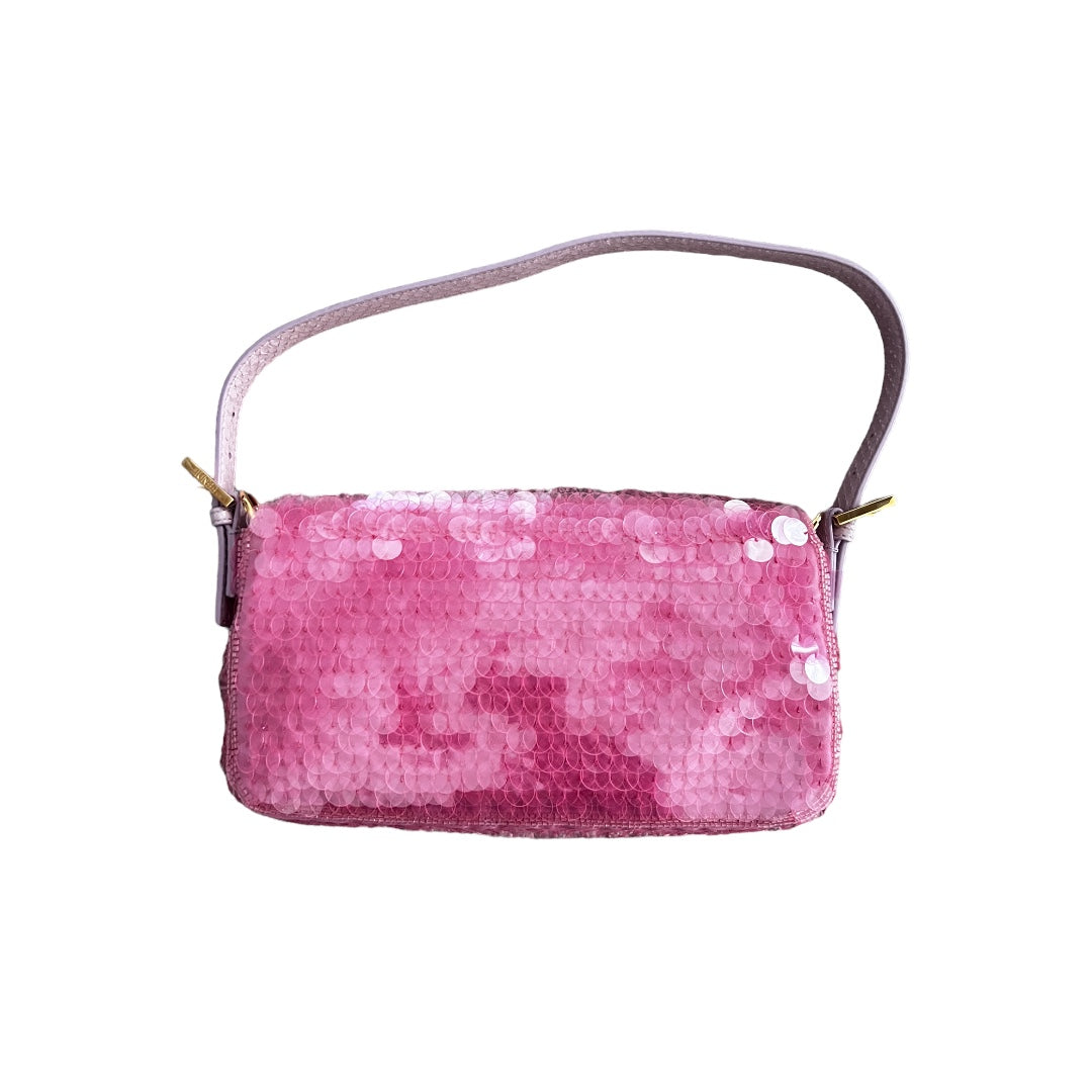Fendi Pink Sequin Baguette Bag - Luxury Designer Handbag for Women | Perfect for Parties, Weddings & Evening Events