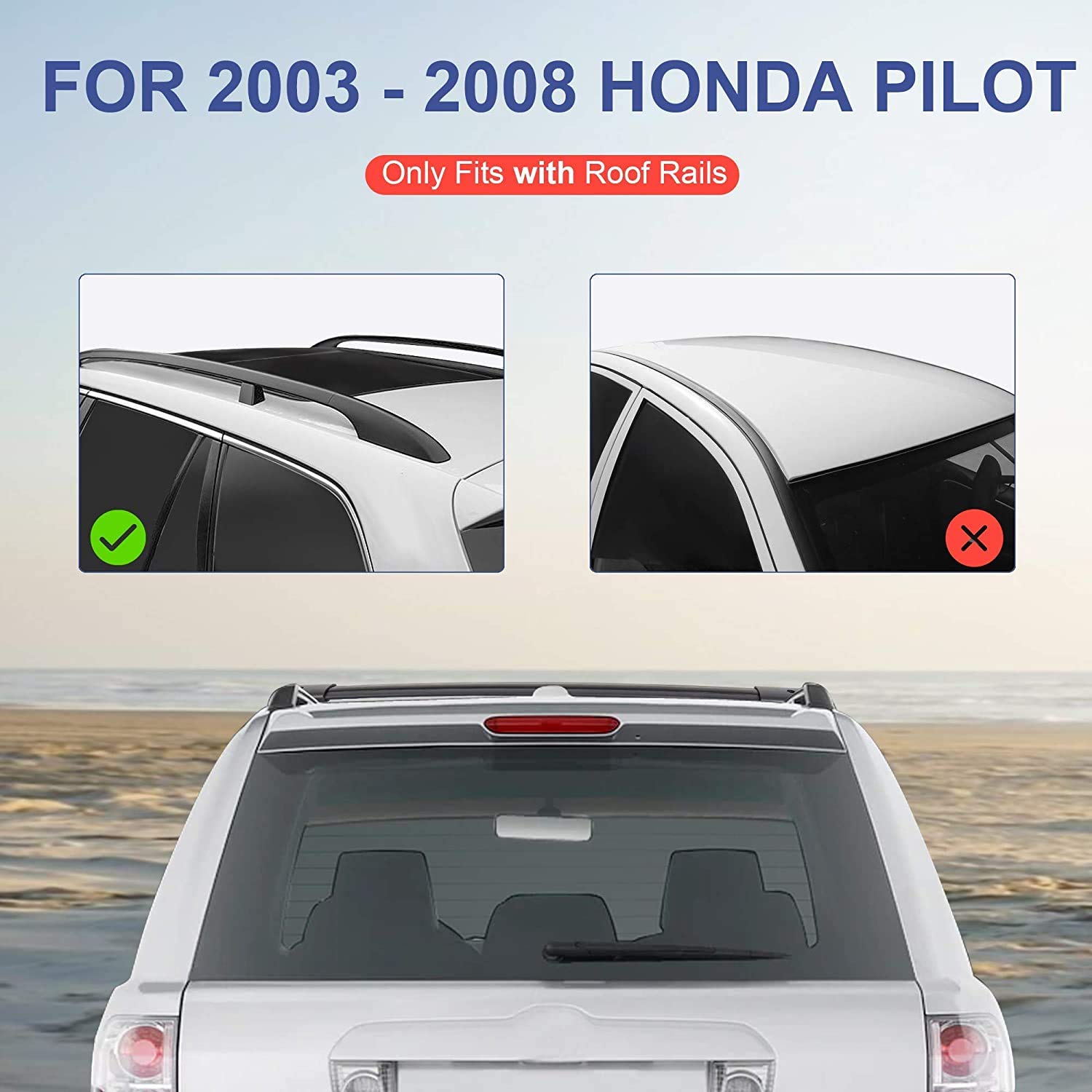 MOSTPLUS Roof Rack Cross Bars for Honda Pilot 2003-2008 | Heavy Duty Cargo Carrier | Universal Fit for Kayak, Canoe, Ski & Snowboard | Perfect for Road Trips & Outdoor Adventures