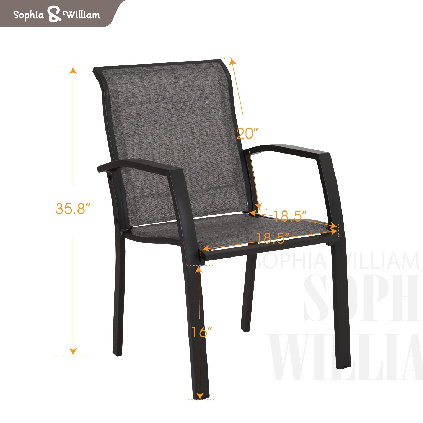 Sophia & William 4-Piece Aluminum Patio Dining Chairs Set - Lightweight Outdoor Chairs for Garden, Backyard, Poolside - All-Weather Resistant Furniture for Patio, Lawn & Outdoor Entertaining