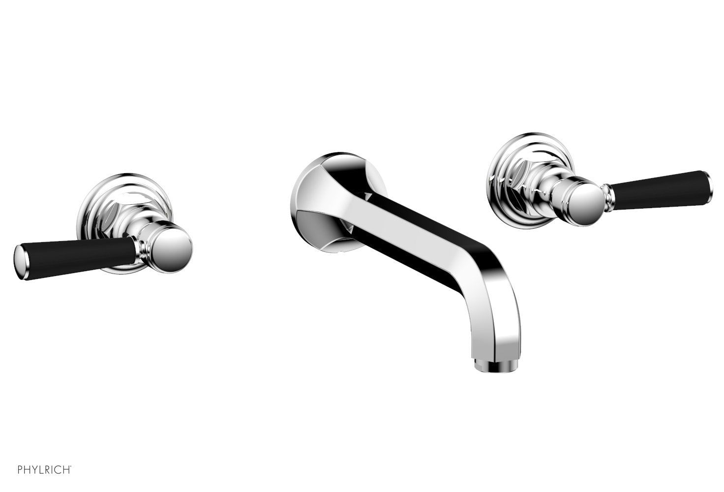 HEX TRADITIONAL Wall Tub Faucet Set with Satin Black Lever Handles - 500 57 Series - Perfect for Bathroom Renovation & Modern Home Decor