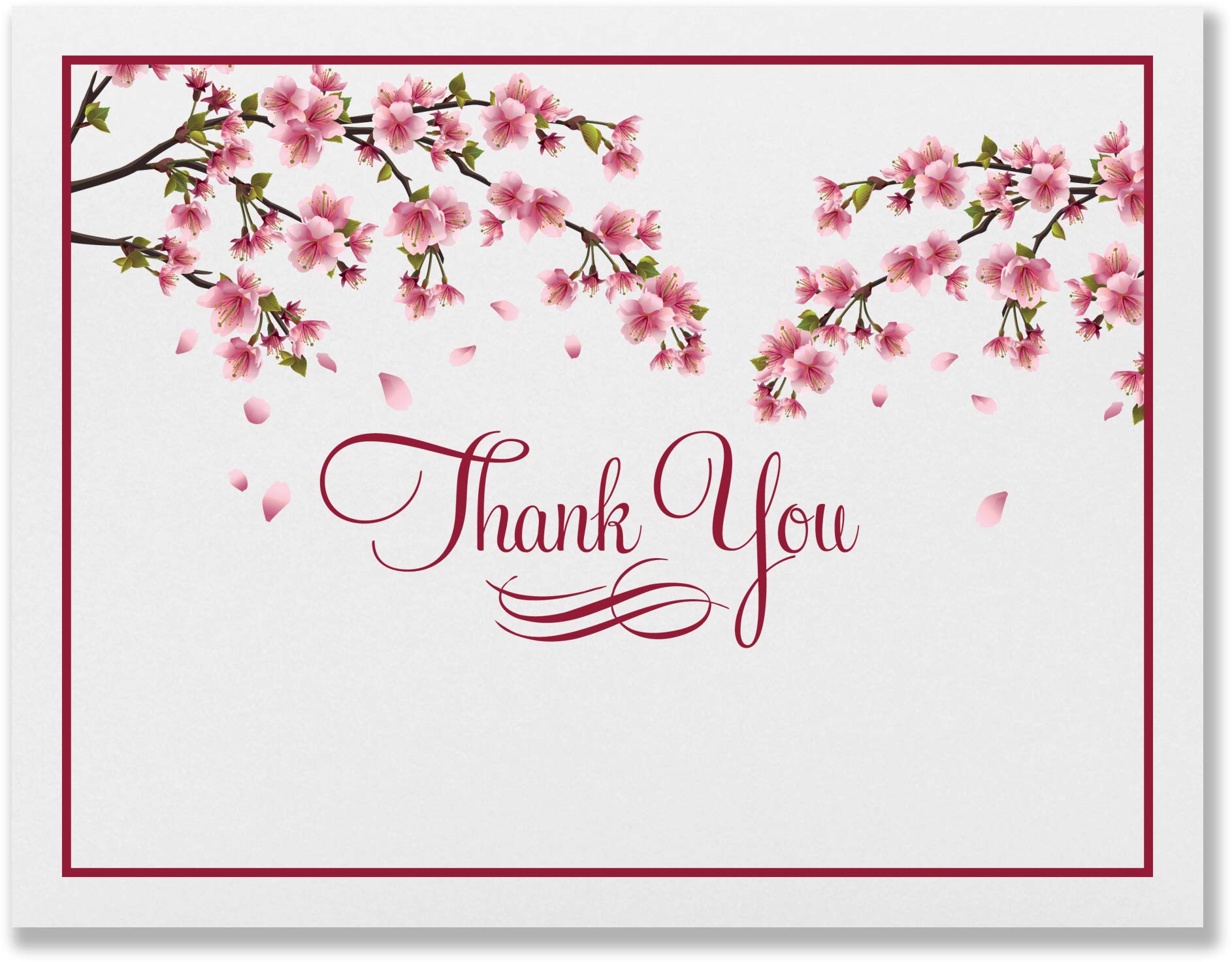 Pink Cherry Blossom Thank You Cards with Envelopes (24-Pack) | Elegant Stationery for Baby Showers, Weddings & Special Occasions | USA-Made | Perfect for Bridal Parties, Graduation Gifts & Appreciation Notes