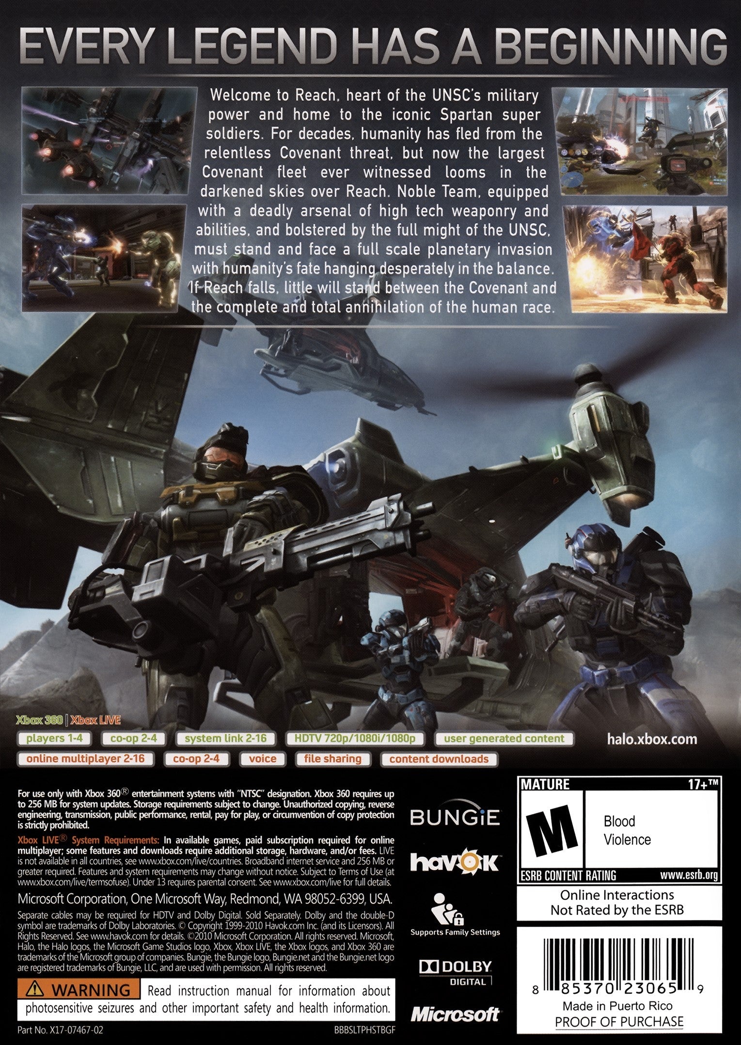 Used Halo Reach Xbox 360 Video Game - Classic First-Person Shooter for Xbox 360 Console - Perfect for Gaming Collectors and Retro Gamers