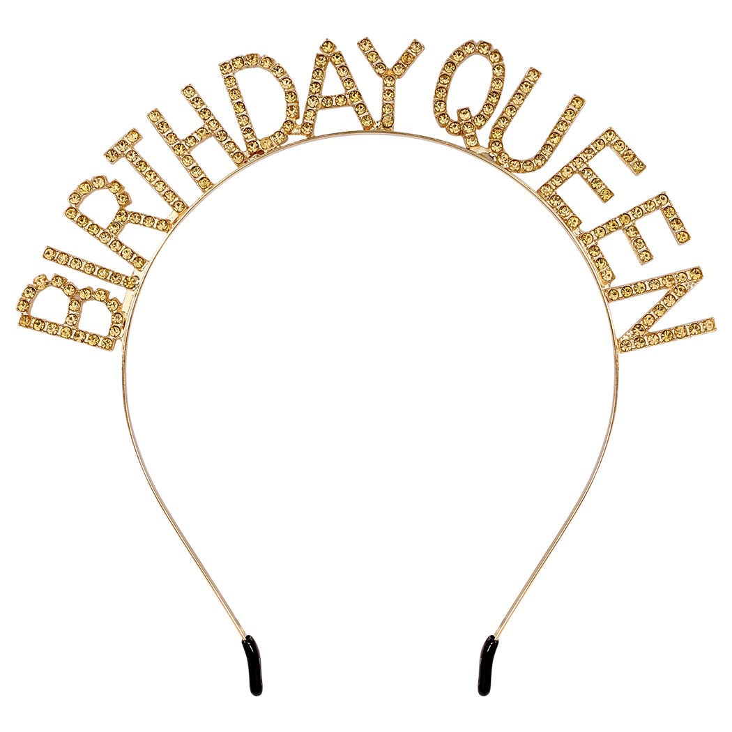 Gold & Light Yellow Rhinestone Birthday Crown for Women & Girls - Queen Tiara Headband with Sparkling Crystals - Perfect for Birthday Parties, Princess Themed Events & Special Occasions