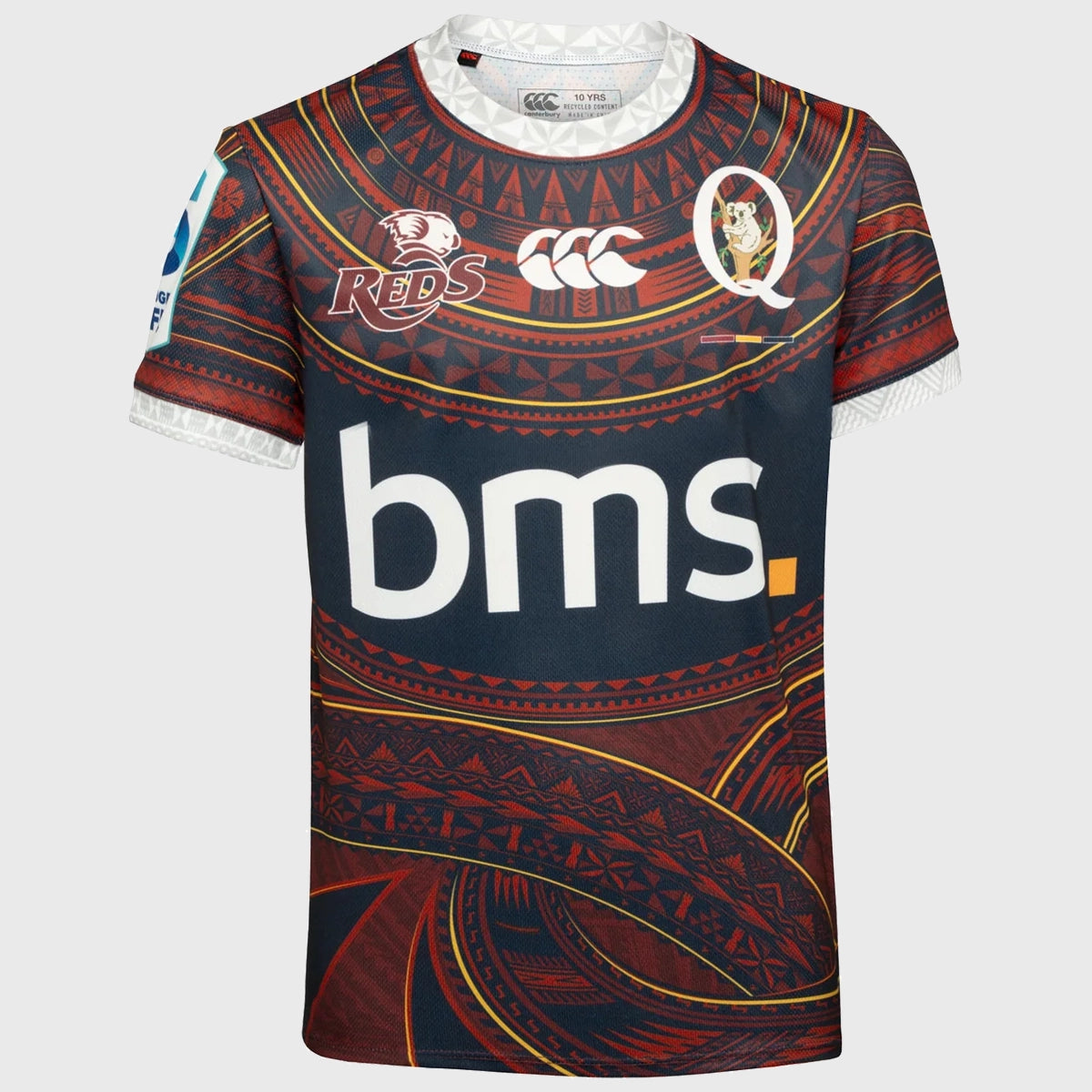 Canterbury Queensland Reds Kids Pasifika Warm Up Tee 2025 - Rugby Training Shirt for Boys & Girls - Perfect for Practice, Games & Fan Wear