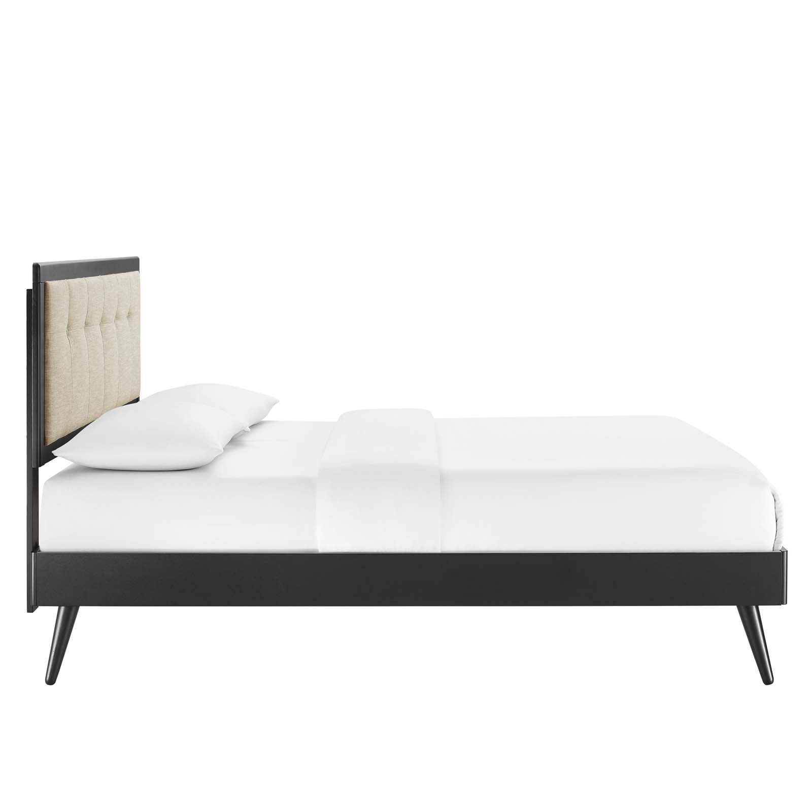 Stylish Willow Wood Platform Bed with Splayed Legs - Modern Bedroom Furniture for Home Decor | Perfect for Master Bedroom, Guest Room & Apartment Living