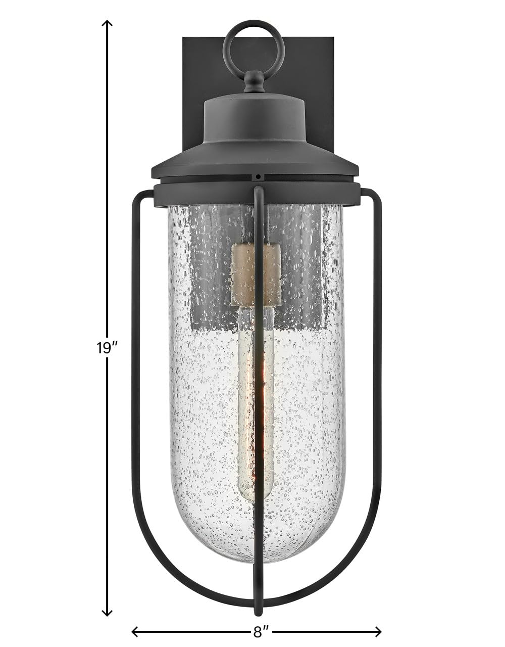 Lark Moby 82034MB Medium Outdoor Wall Lantern - Flush Mount Nautical Style with Large Loop Finial in Museum Black & Burnished Bronze - Perfect for Porch, Patio, and Coastal Home Decor