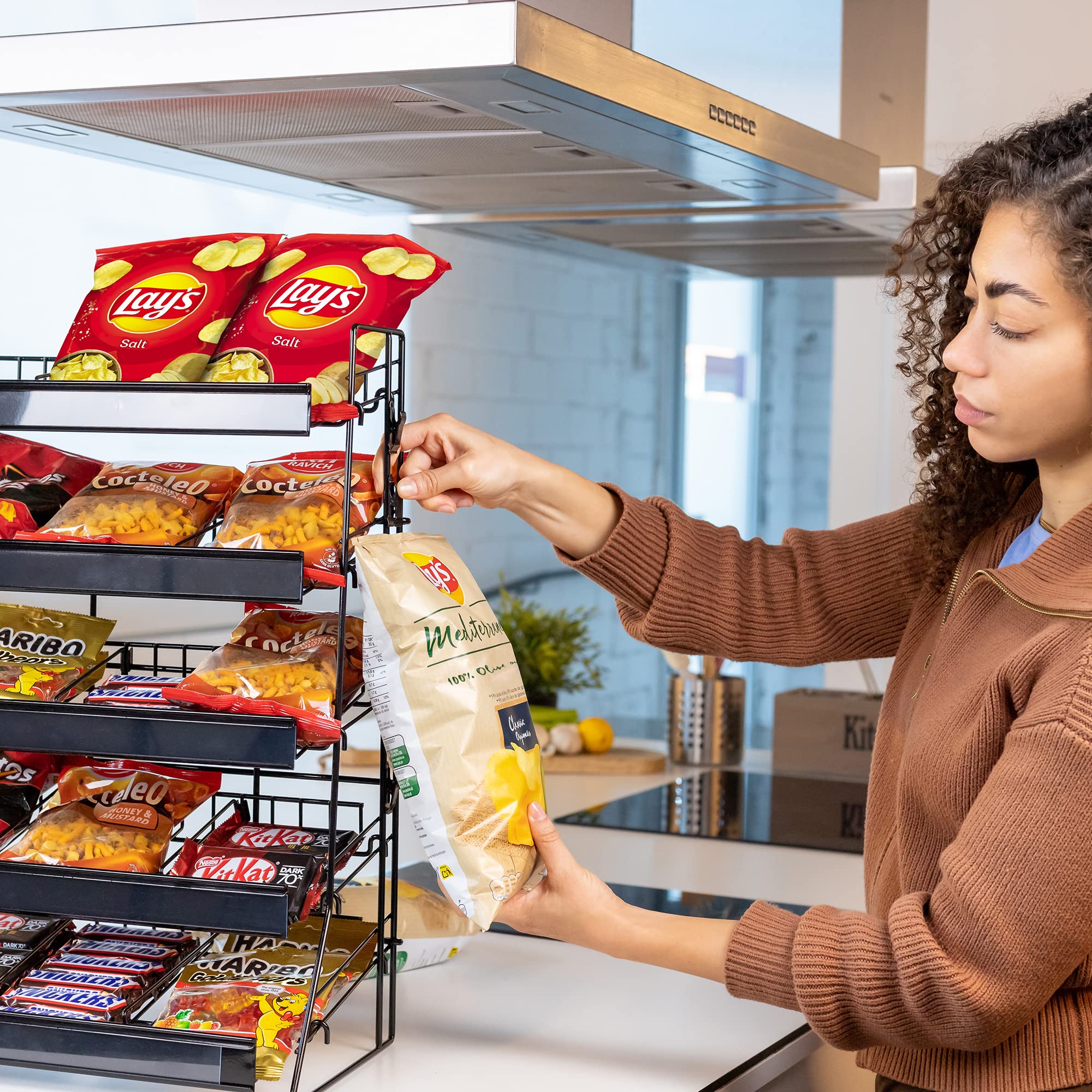 Premium Candy Display Rack - Countertop Snack Organizer for Retail Stores, Offices & Cafes | Durable Chip Rack & Snack Stand for Counter Displays | Merchandising Shelf for Candy, Chips, Cookies & Treats - Perfect for Convenience Stores, Supermarkets & Break Rooms