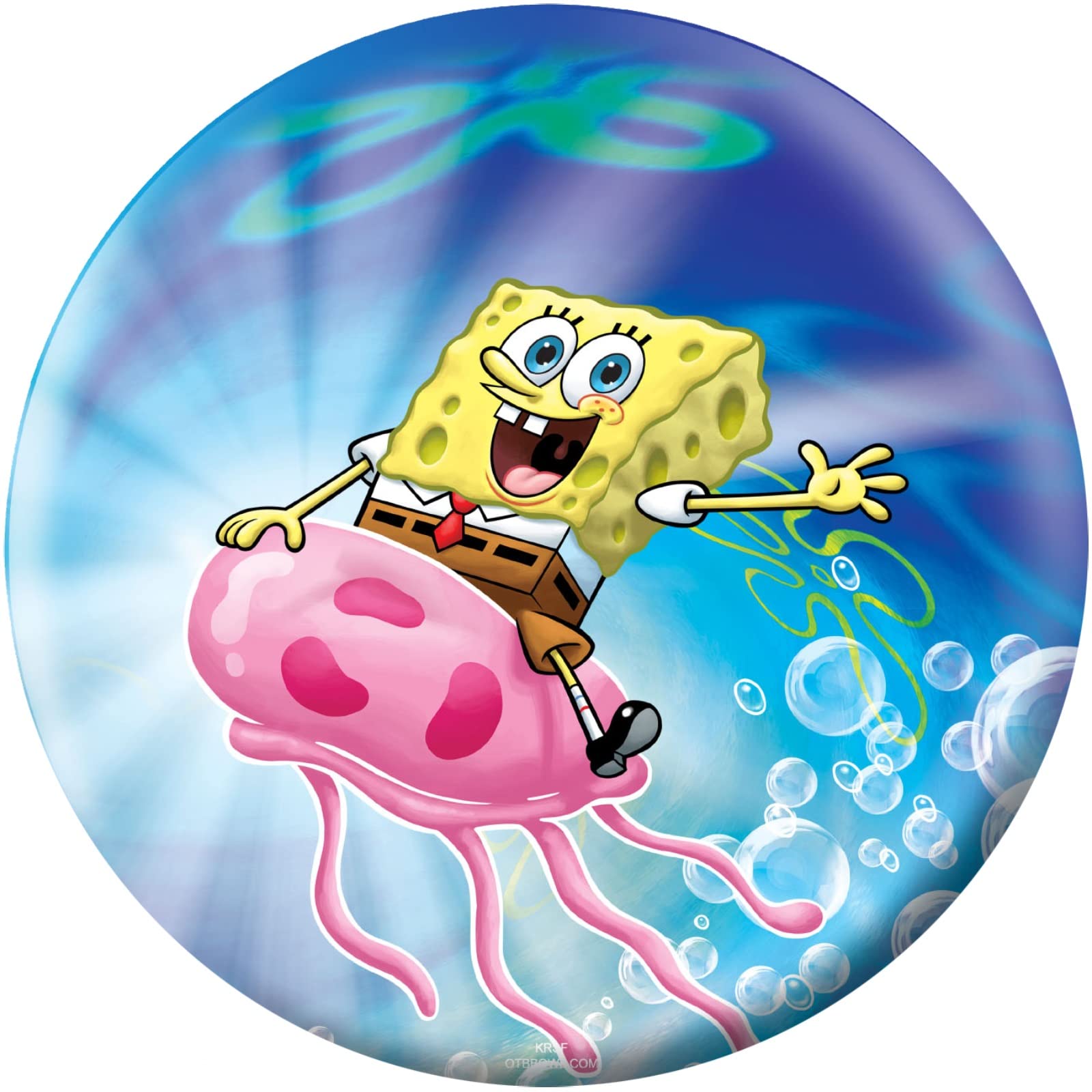 Spongebob Jellyfish USBC Approved Undrilled Bowling Ball (14 lbs) - Premium Bowling Equipment for Kids & Beginners - Perfect for Birthday Gifts, League Play & Family Fun Nights